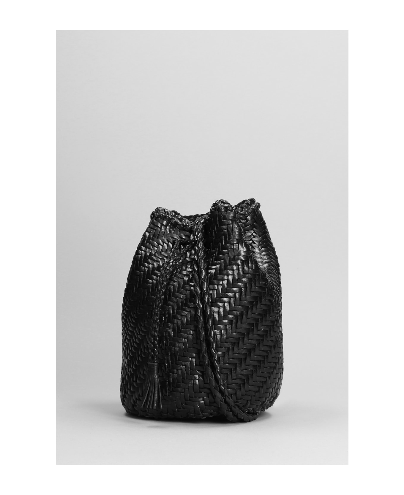Dragon Diffusion Pompom Double Shoulder Bag In Black Leather - black