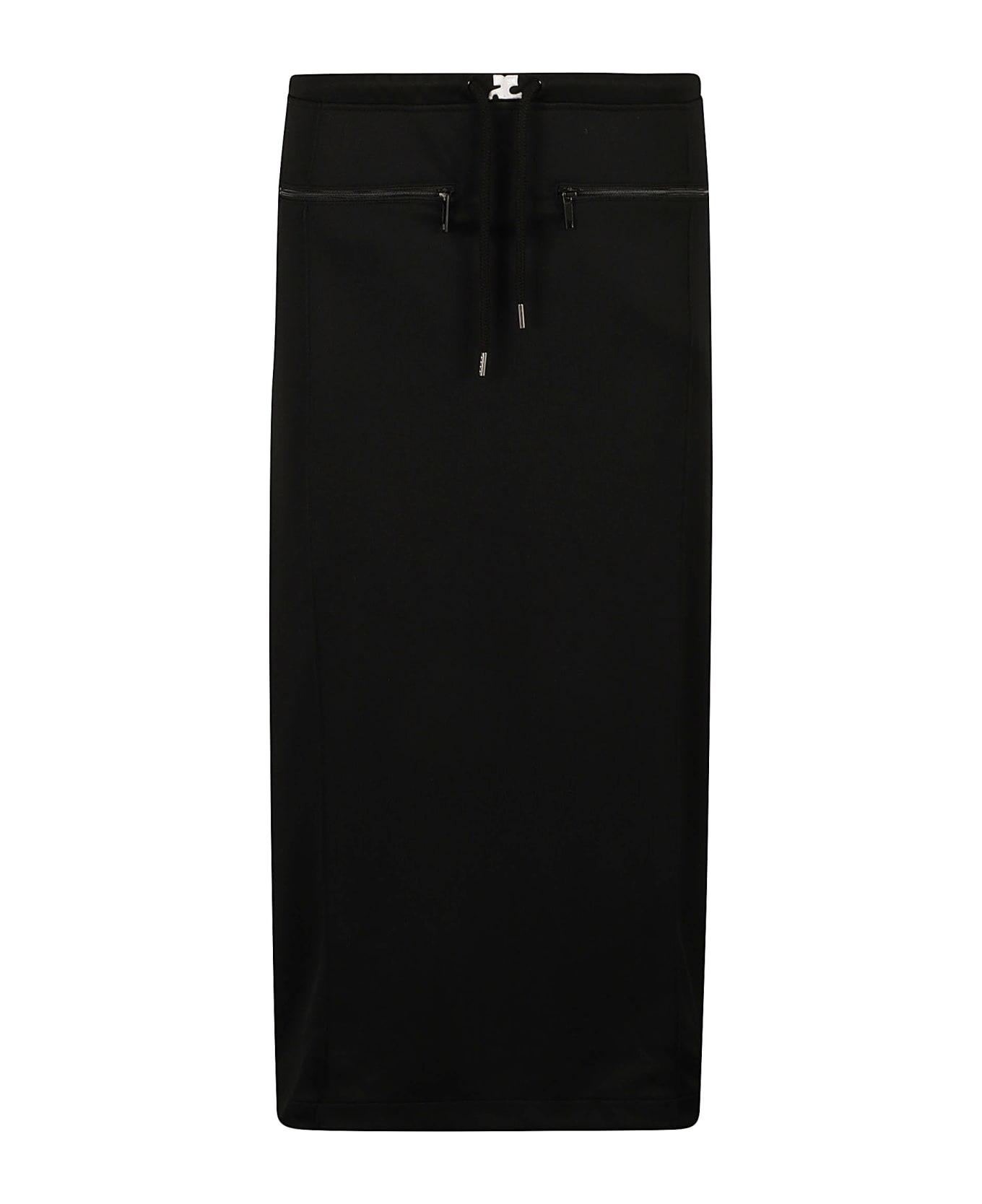 Courrèges Drawstring Waist Side Slit Skirt - Black