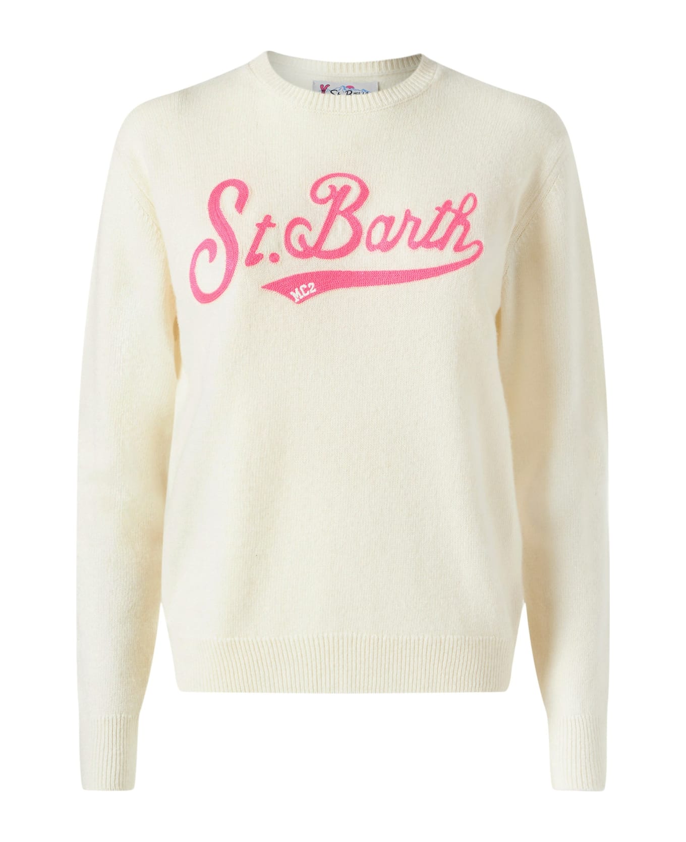 MC2 Saint Barth Woman Sweater With Saint Barth Terry Logo - WHITE
