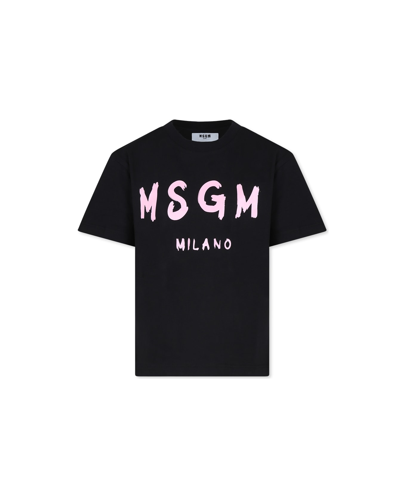 MSGM Black T-shirt For Girl With Logo - Black