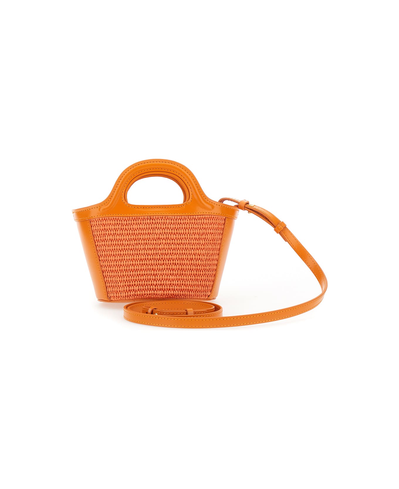 Marni 'tropicalia' Orange Handbag With Embroidered Logo In Raffia And Leather Girl - Orange