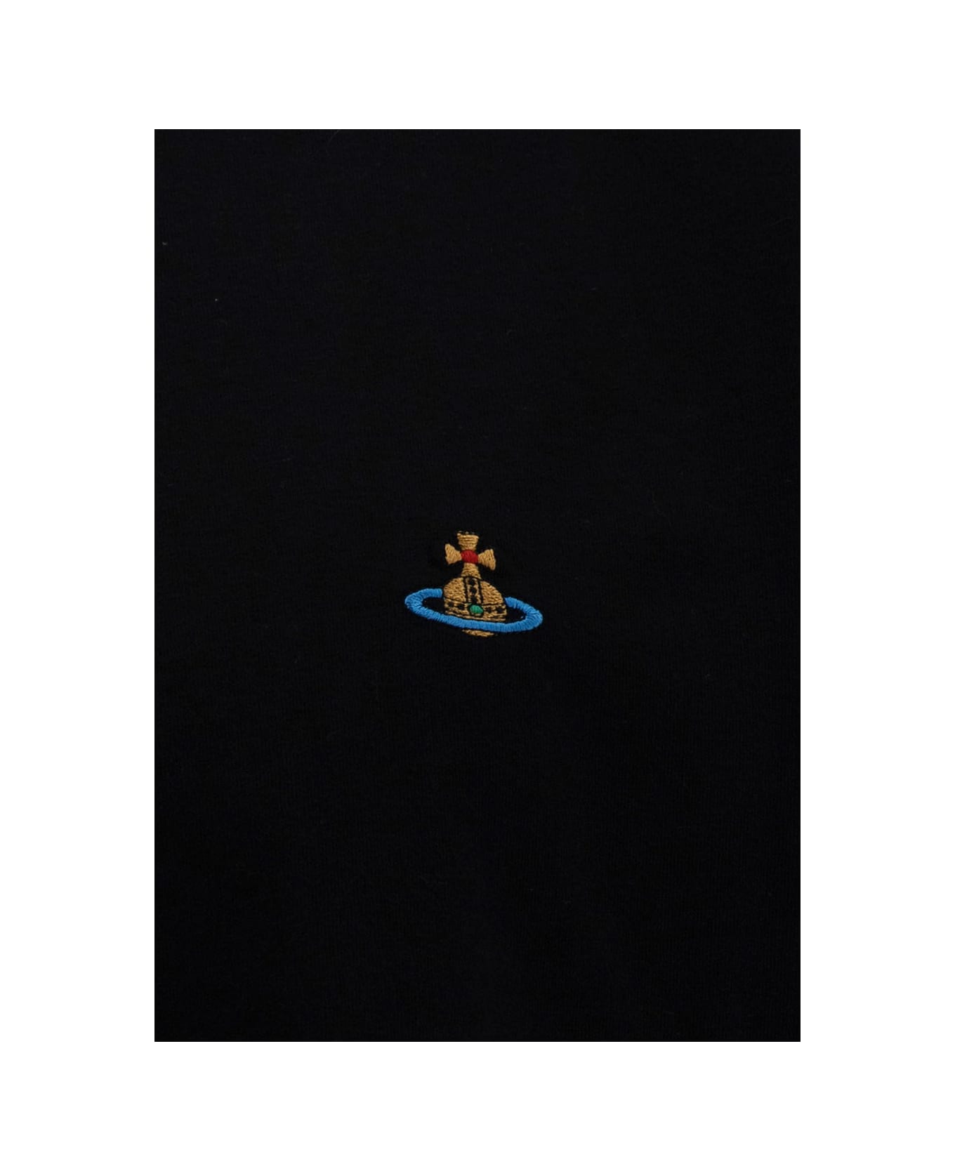 Vivienne Westwood Black Crewneck T-shirt With Multicolor Orb Embroidery In Cotton Man - Black