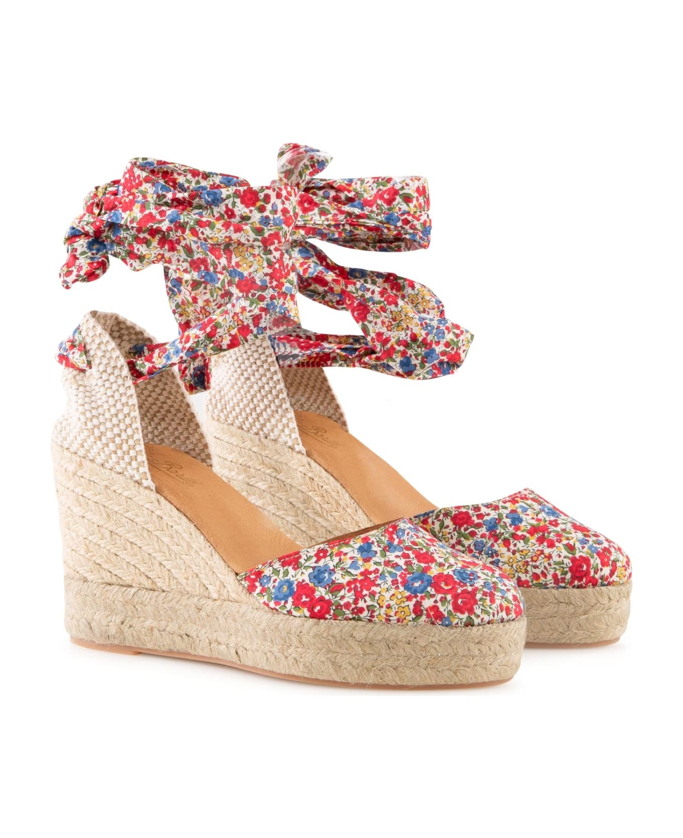 MC2 Saint Barth Espadrillas With High Wedge And Ankle Lace - RED