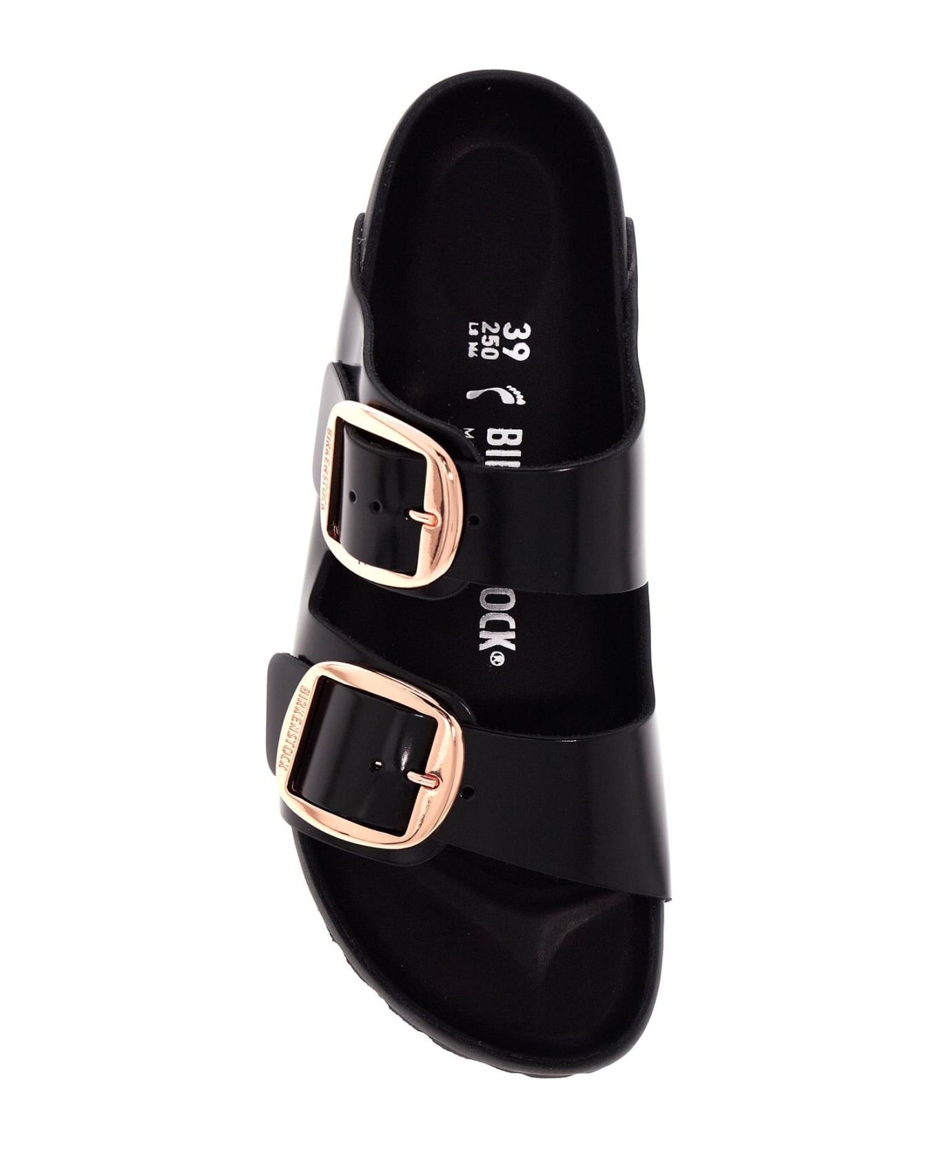 Birkenstock Black Leather Arizona Slippers - BLACK (Black)