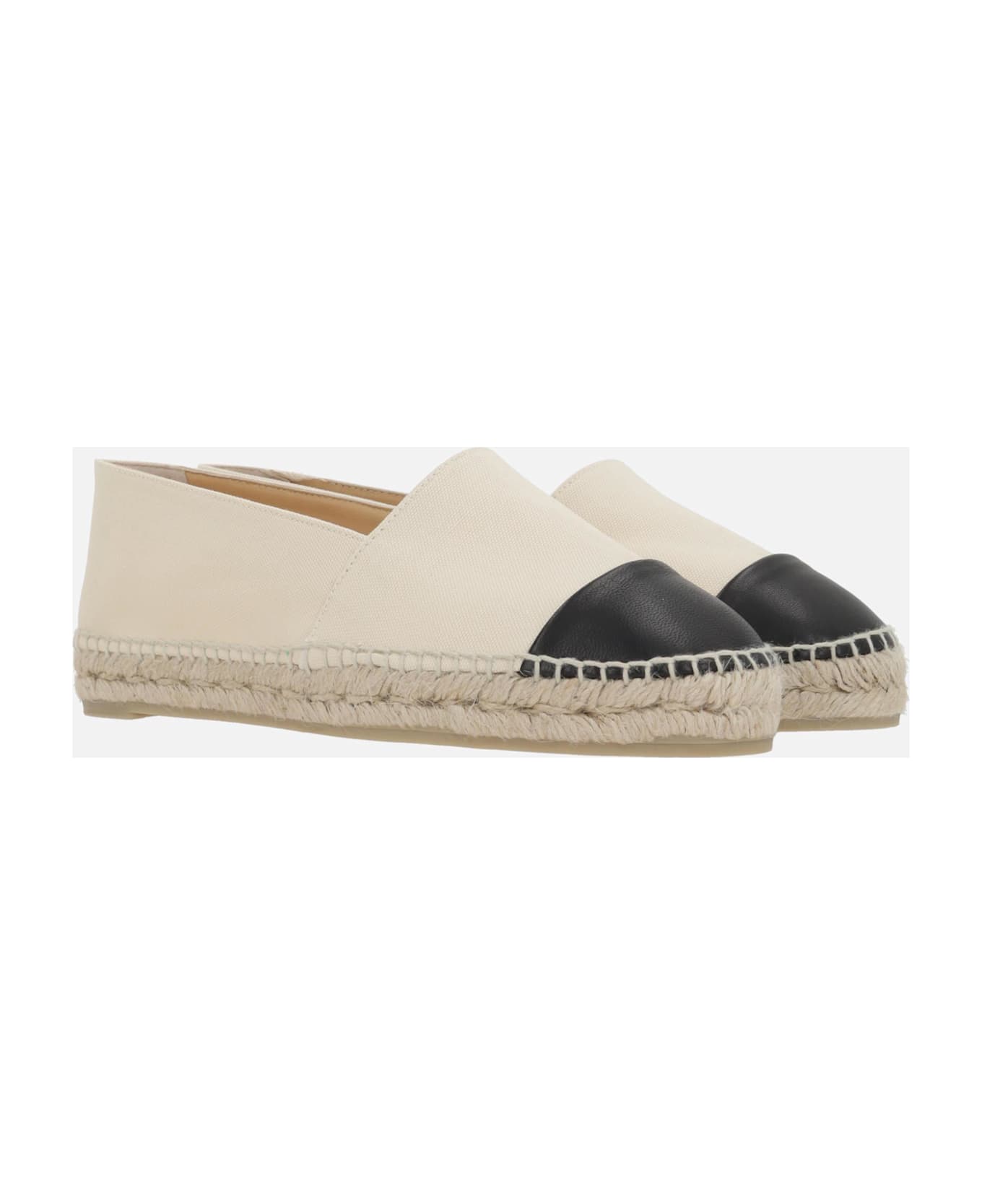 Castañer Katty Espadrilles In Canvas And Smooth Leather - Crudo フラットシューズ