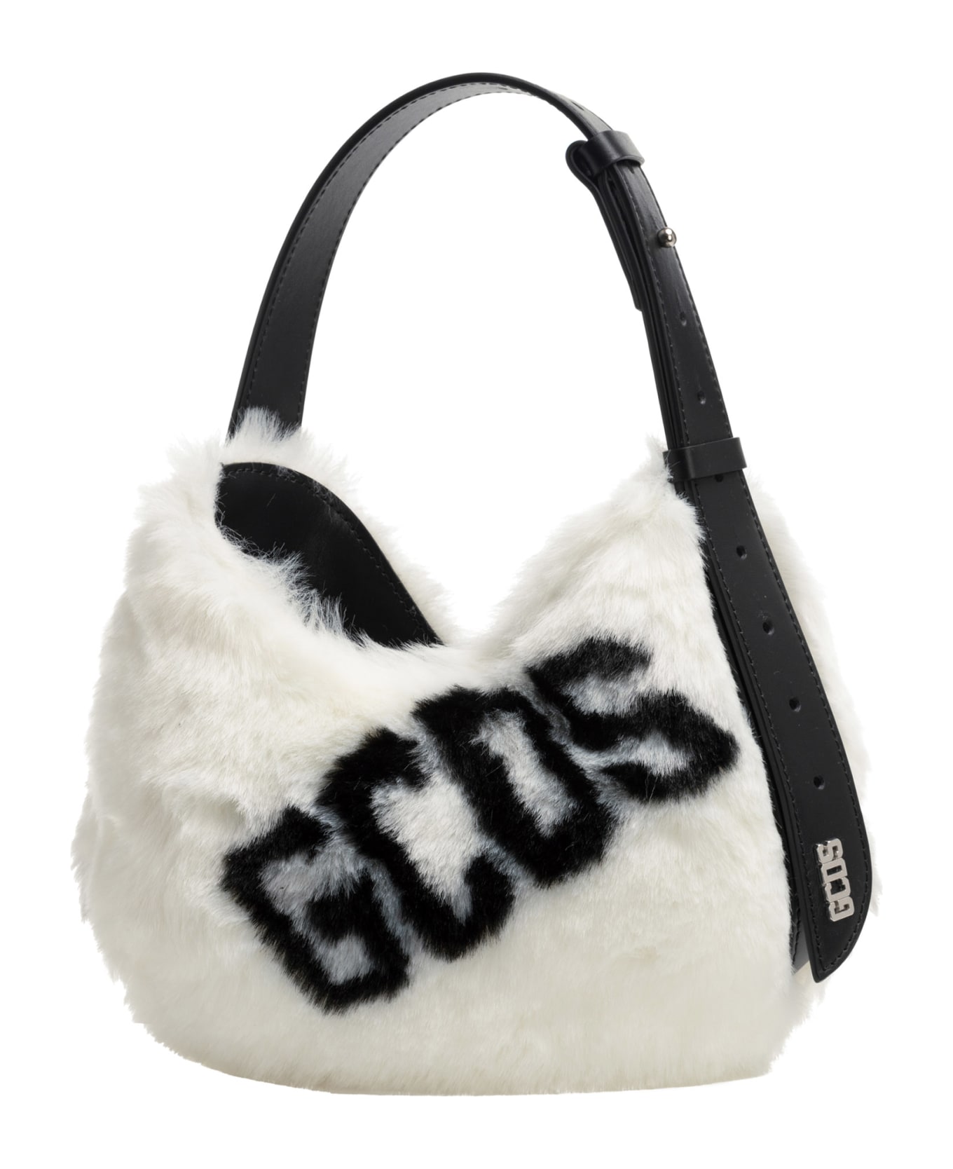 GCDS Comma Twist Leather Hobo Bag - White