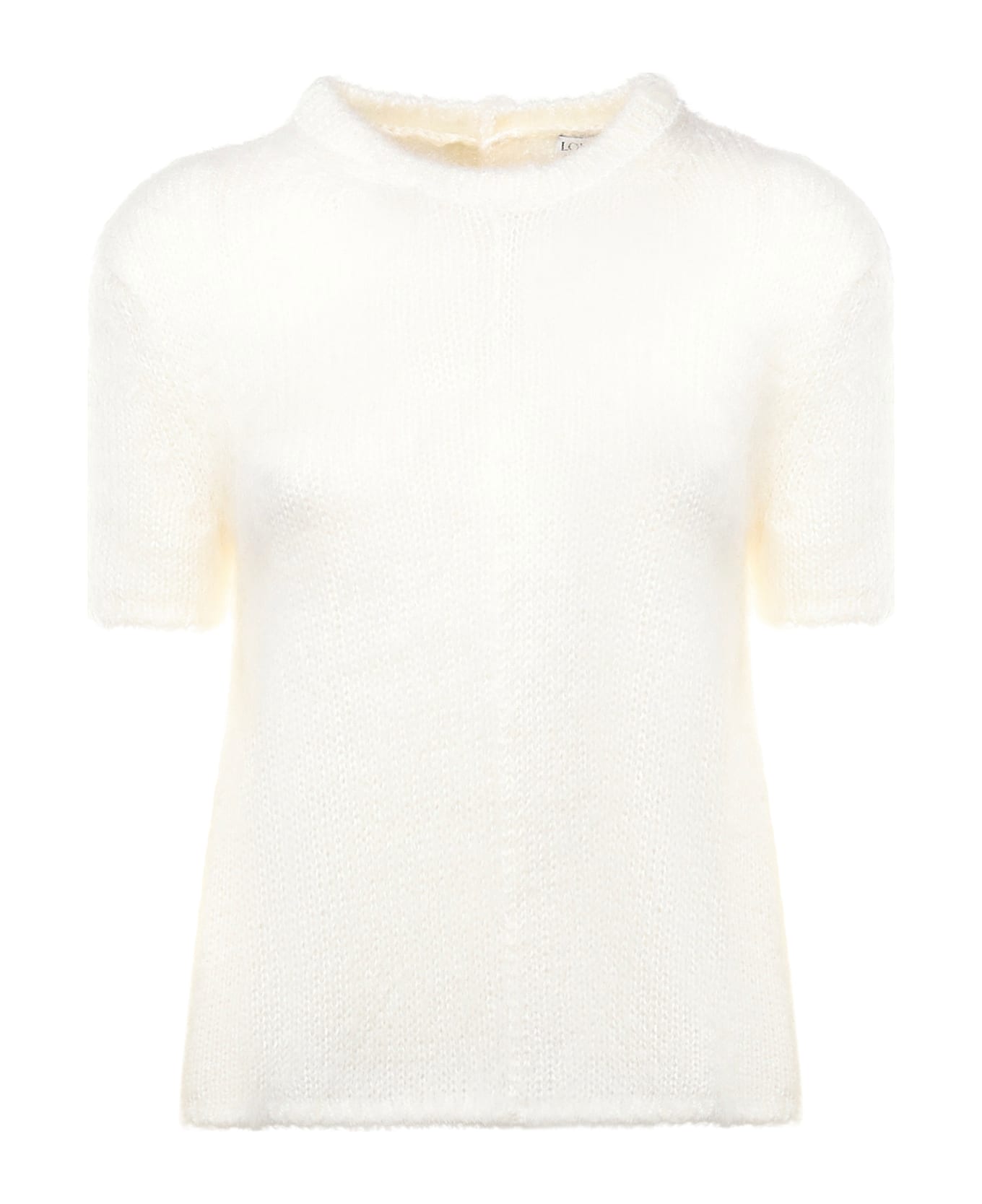 Loewe Short-sleeved Mohair Blend Sweater - White