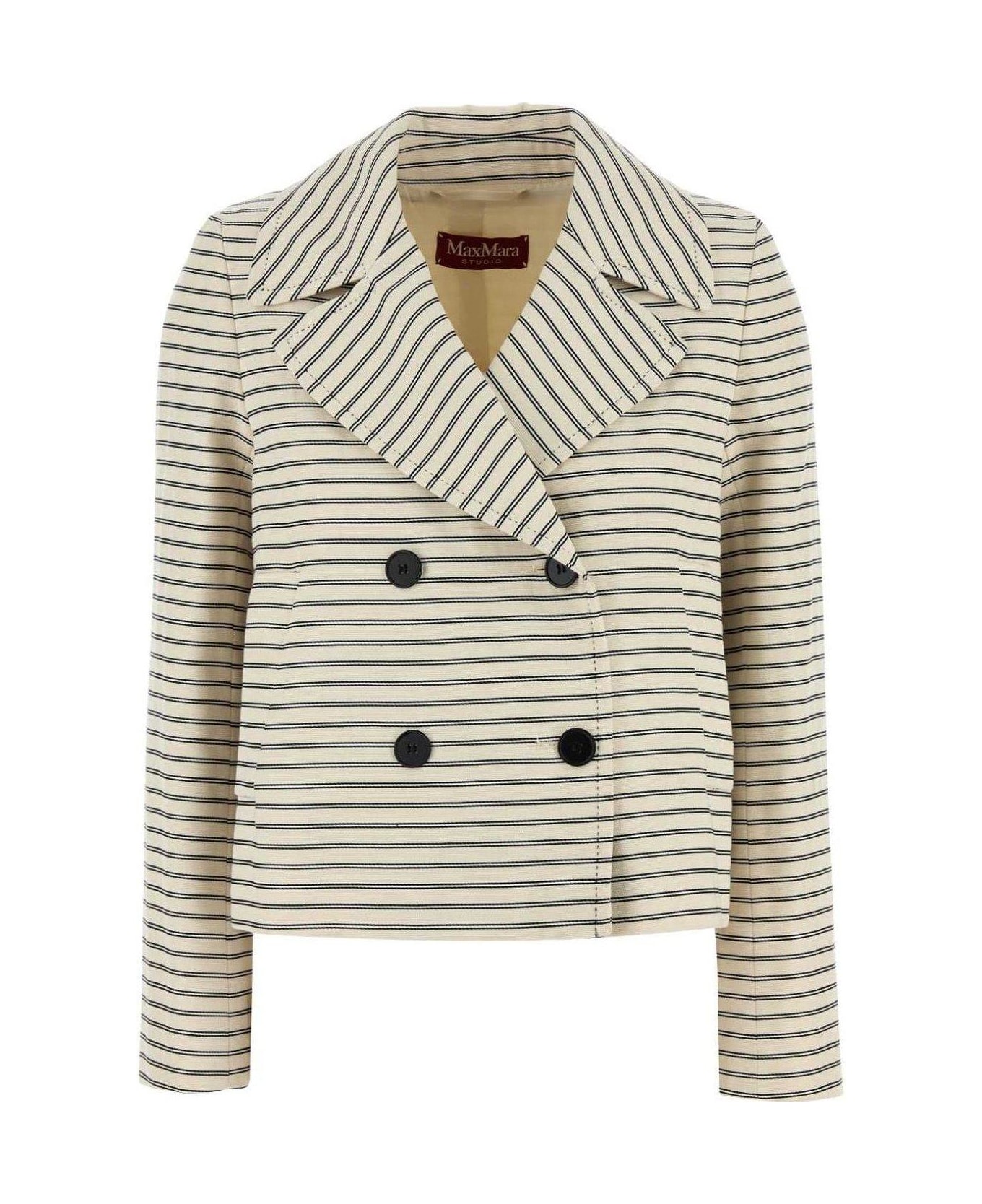 Max Mara Studio Assuan Striped Double-breasted Jacket - BURRO ジャケット