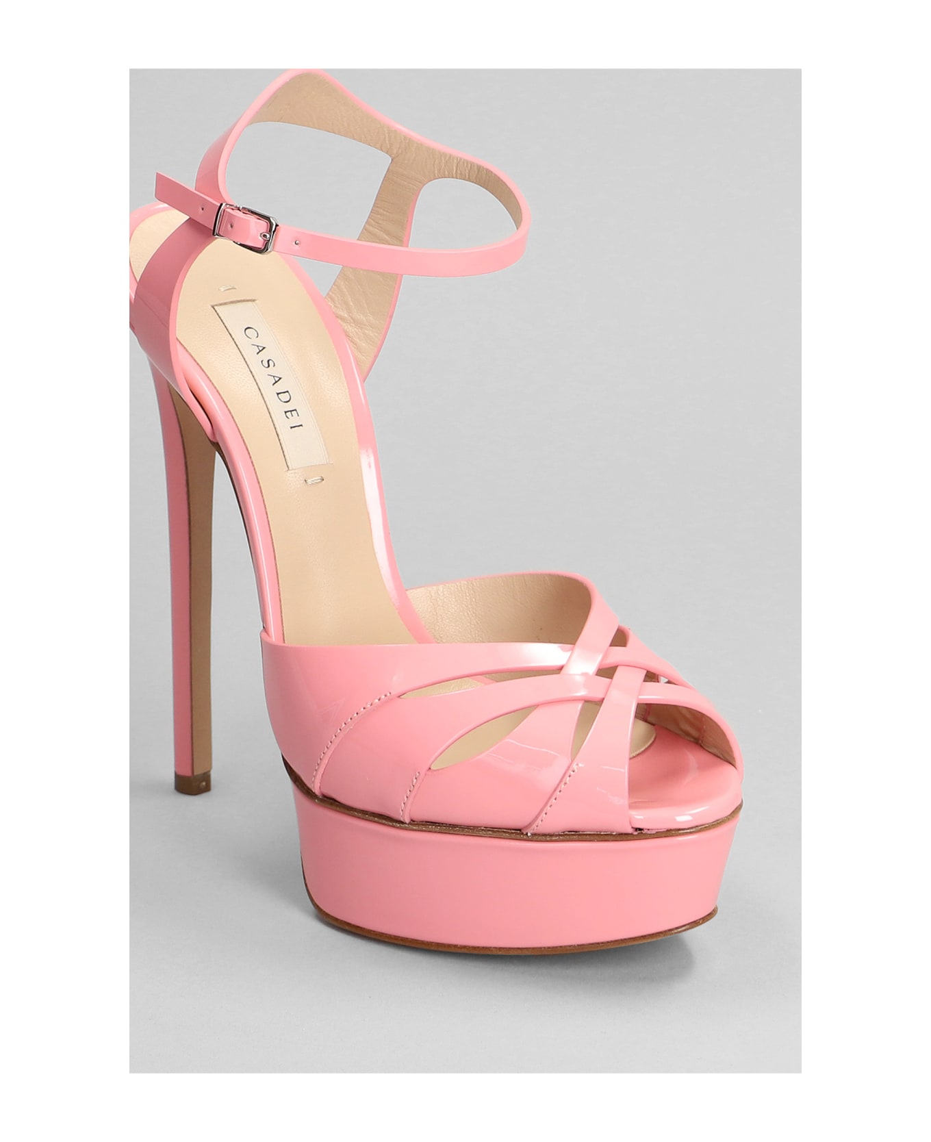 Casadei Sandals In Rose-pink Patent Leather - rose-pink