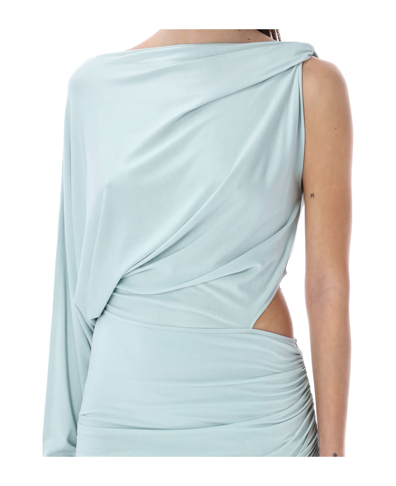 Rev The Anais Asymmetric Draped Mini Dress - LIGHT BLUE