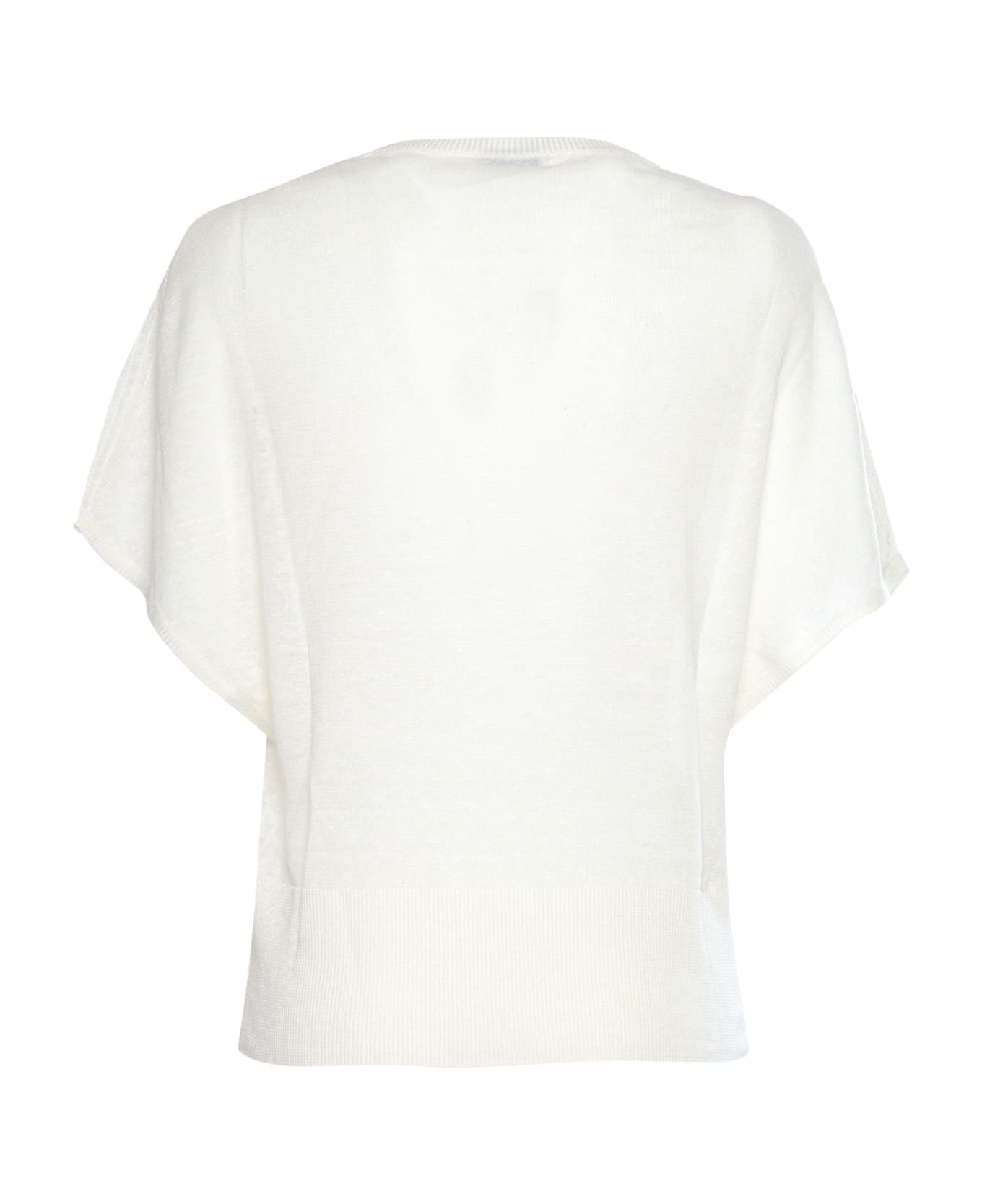 Ballantyne White Linen Sweater - WHITE