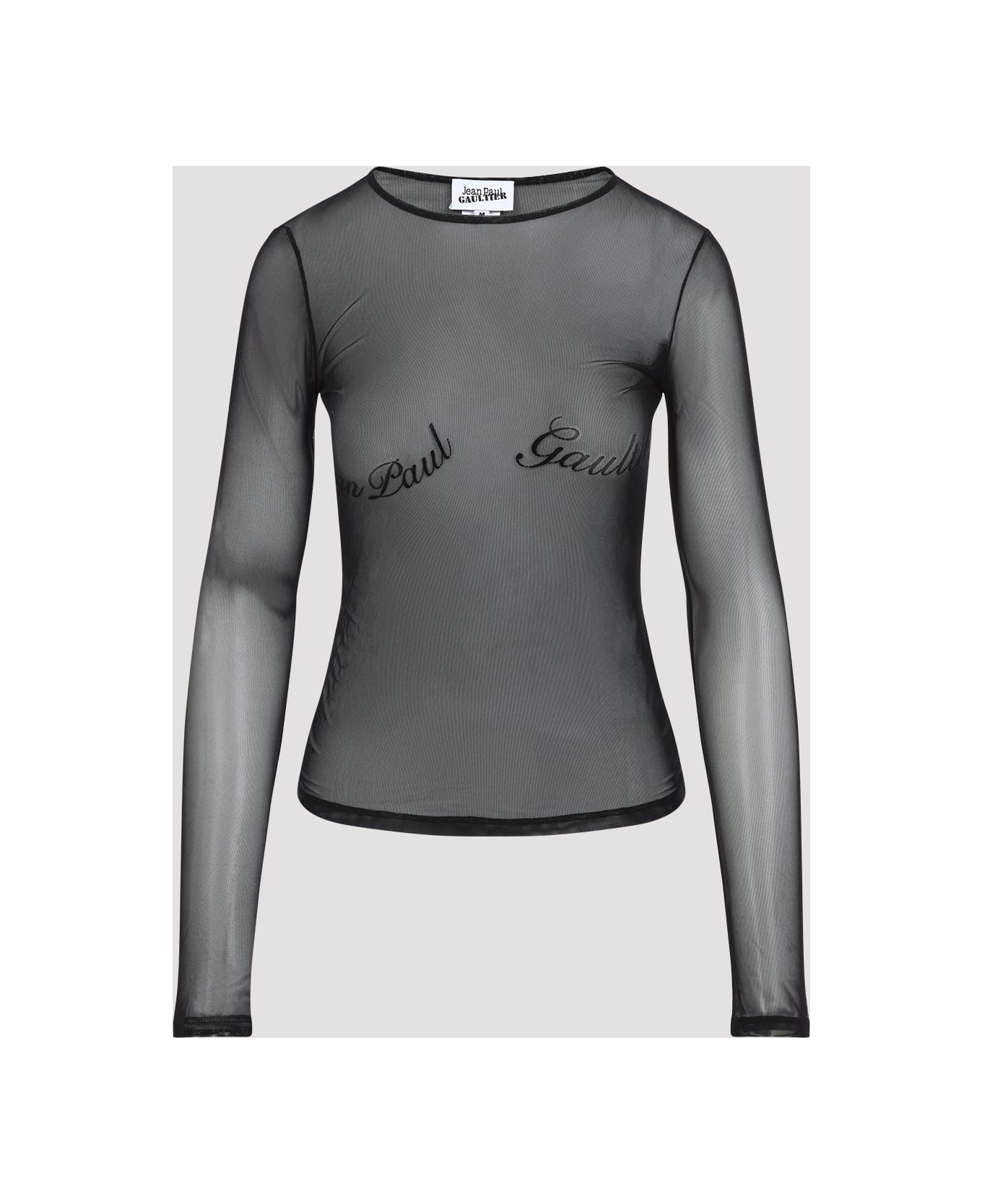 Jean Paul Gaultier Top With Velvet Flock "" - Black
