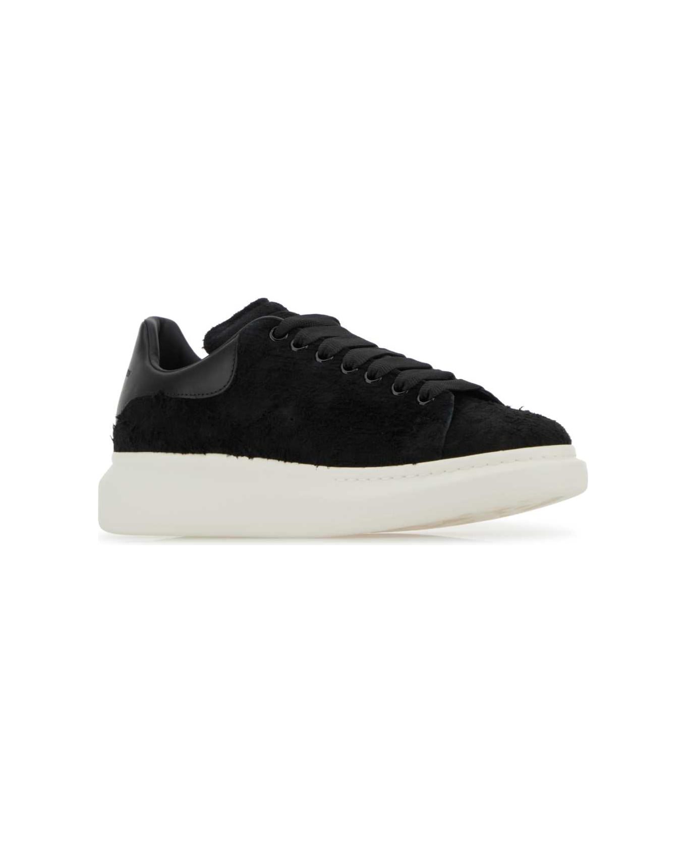 Alexander McQueen Black Leather Sneakers With Black Leather Heel - Black