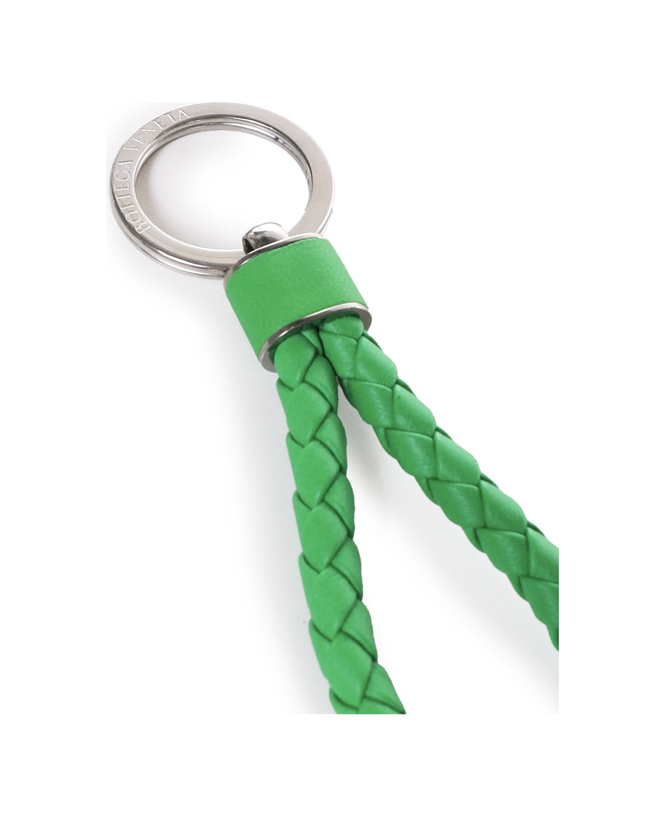 Bottega Veneta Intrecciato Keyring - PARAKEET SILVER