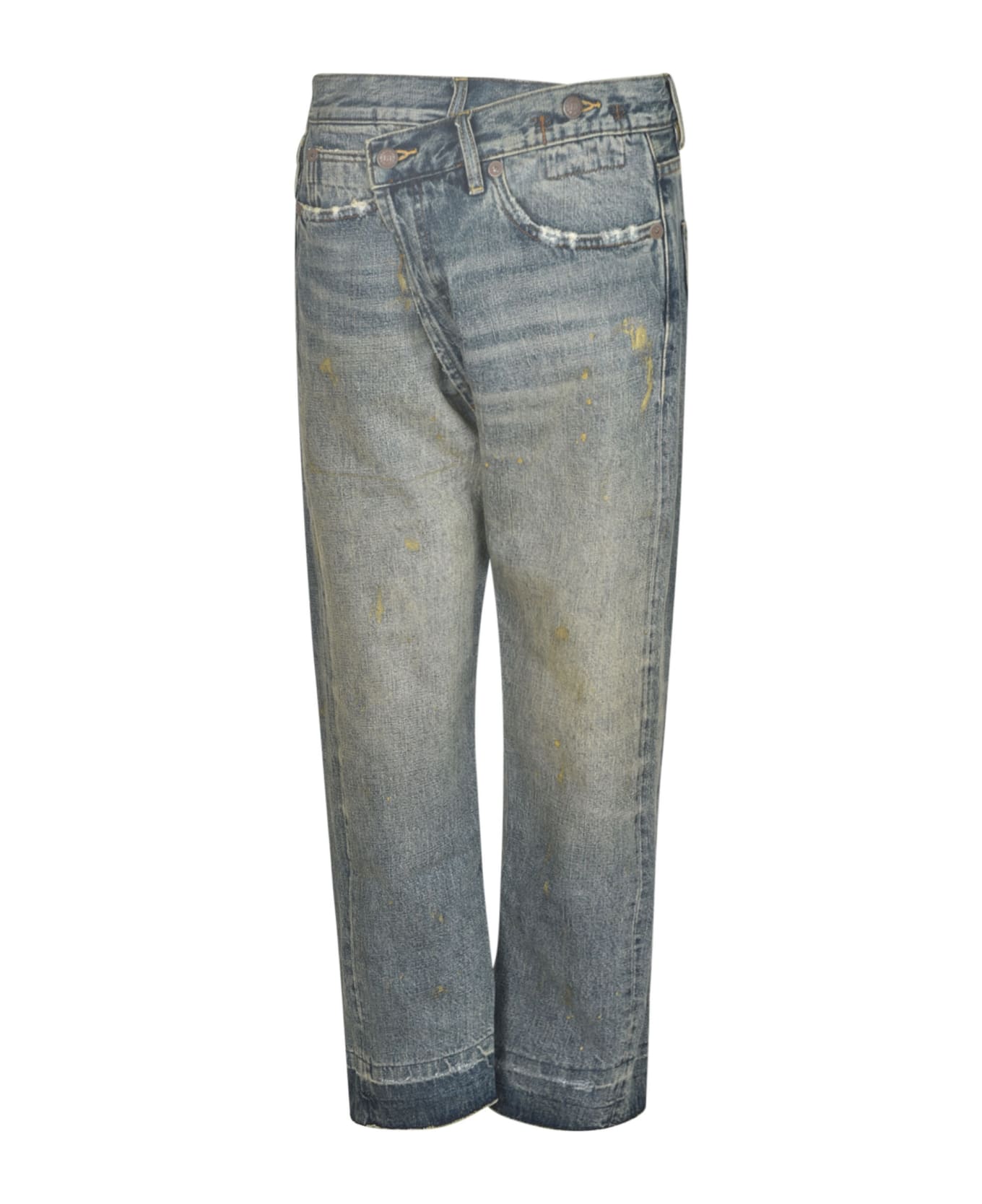 R13 Straight Buttoned Jeans - Blue/Gold デニム