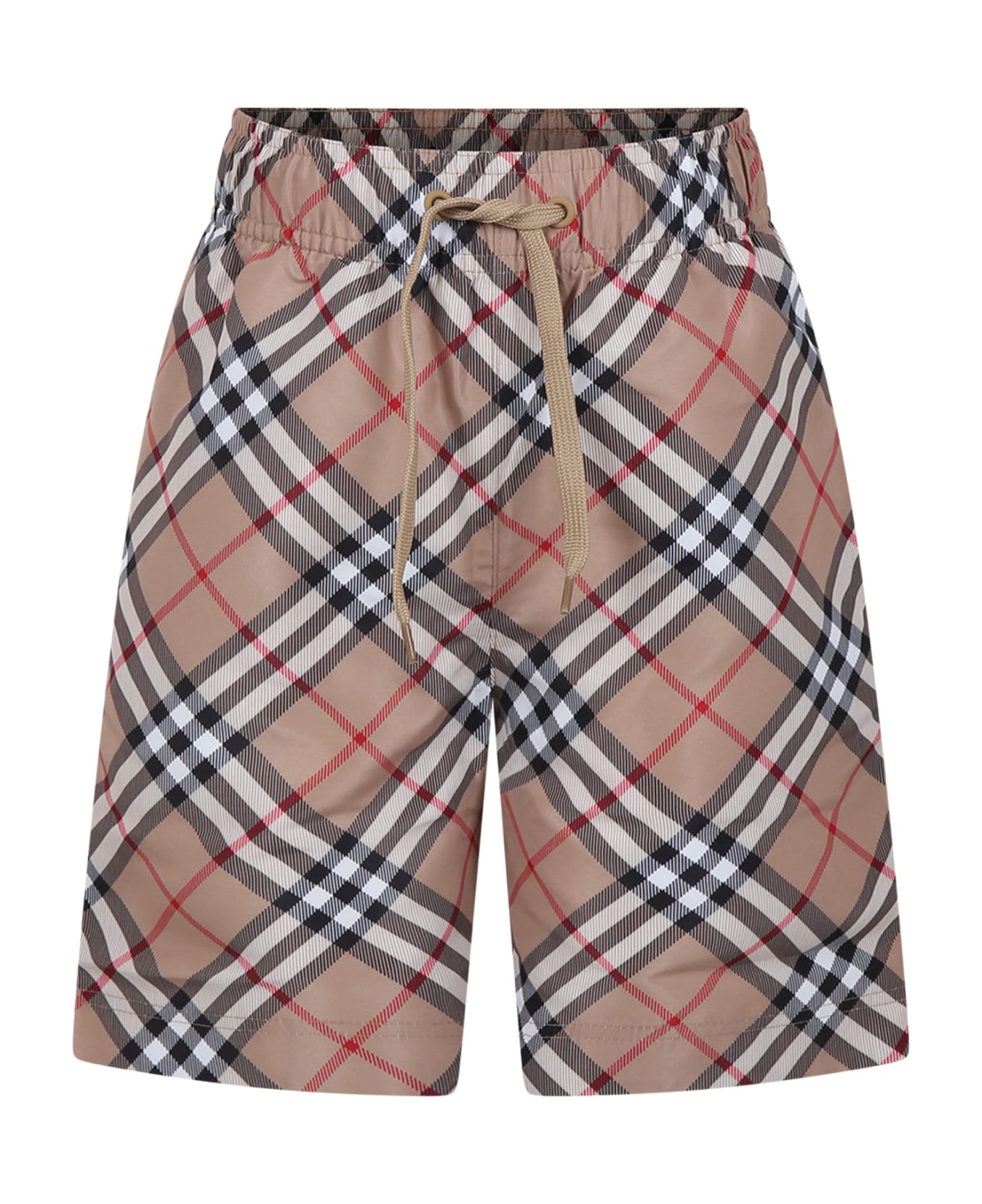 Burberry Beige Swimsuit For Boy With Vintage Check - Beige