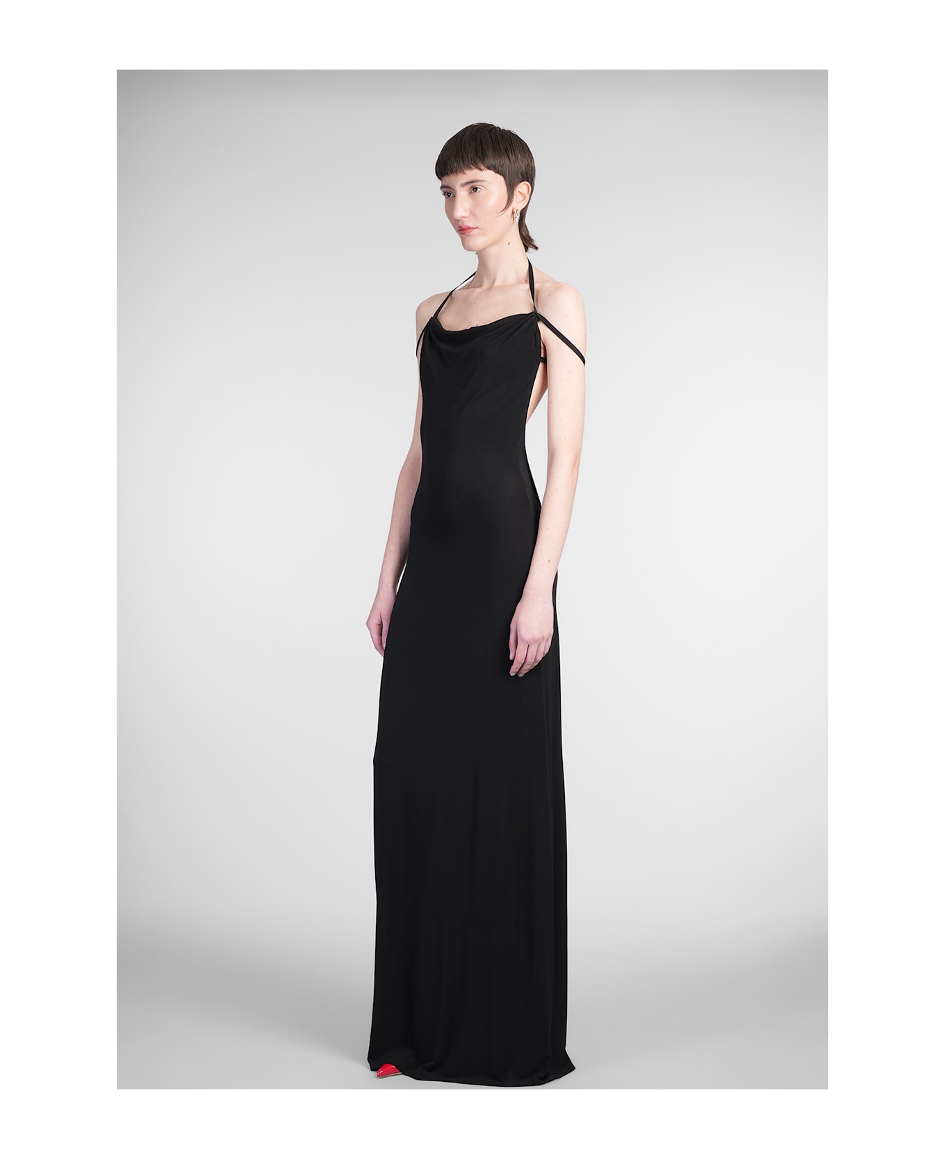 Marine Serre Long Dress In Black Viscose - black