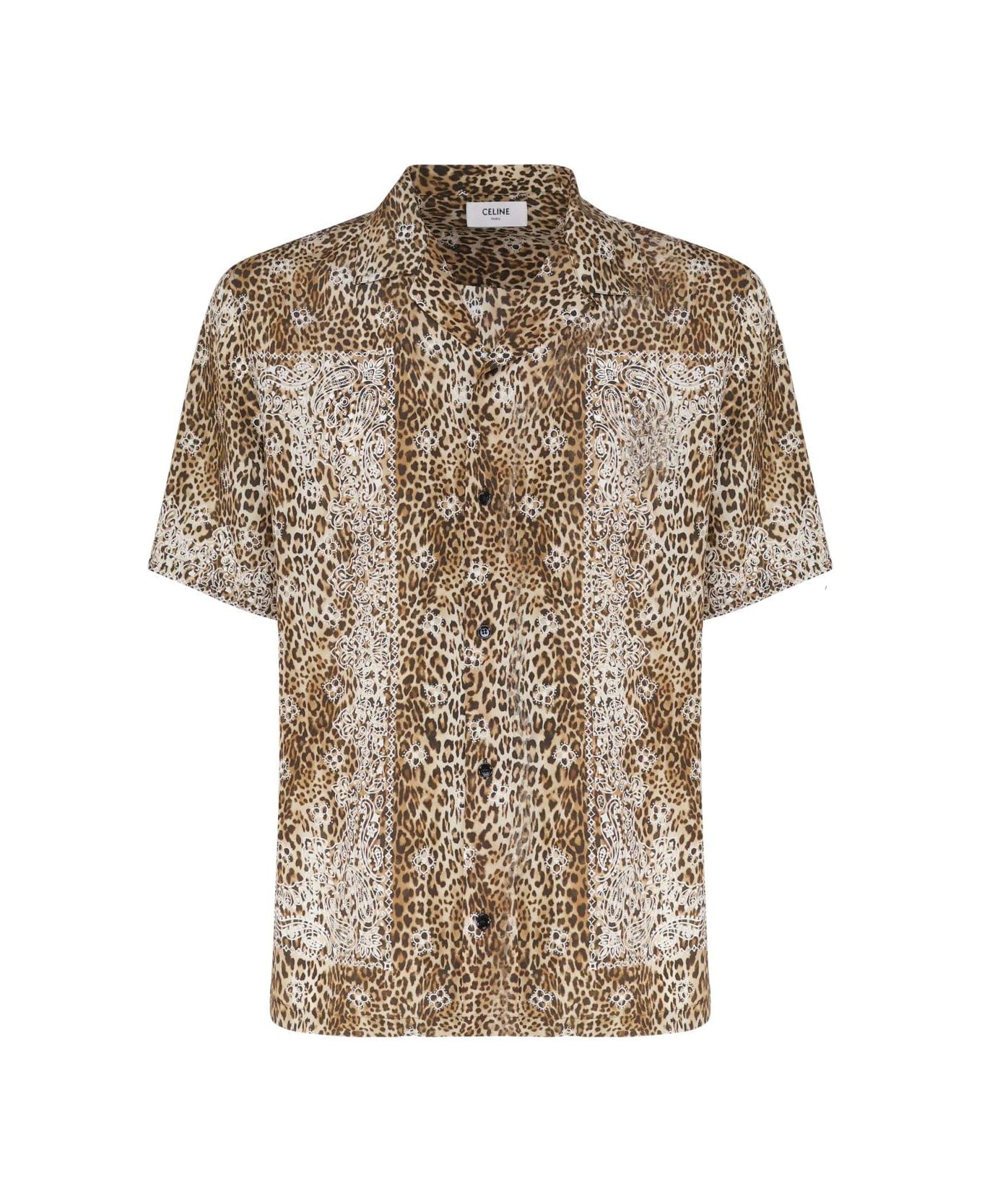 Celine Leopard Printed Short-sleeved Shirt - Leopard/Craie