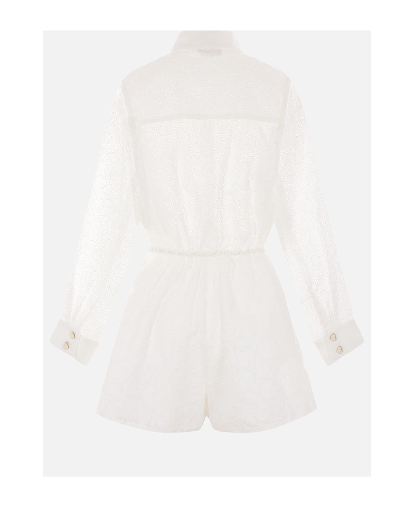 Zimmermann Crush Embroidred Playsuit - White