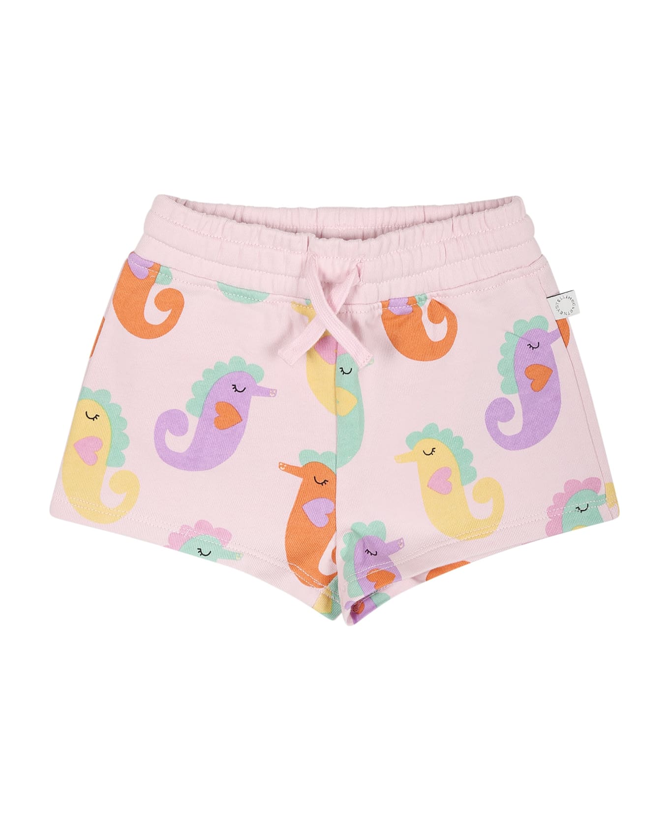 Stella McCartney Kids Pink Shorts For Baby Girl With Seahorse - Violet ボトムス