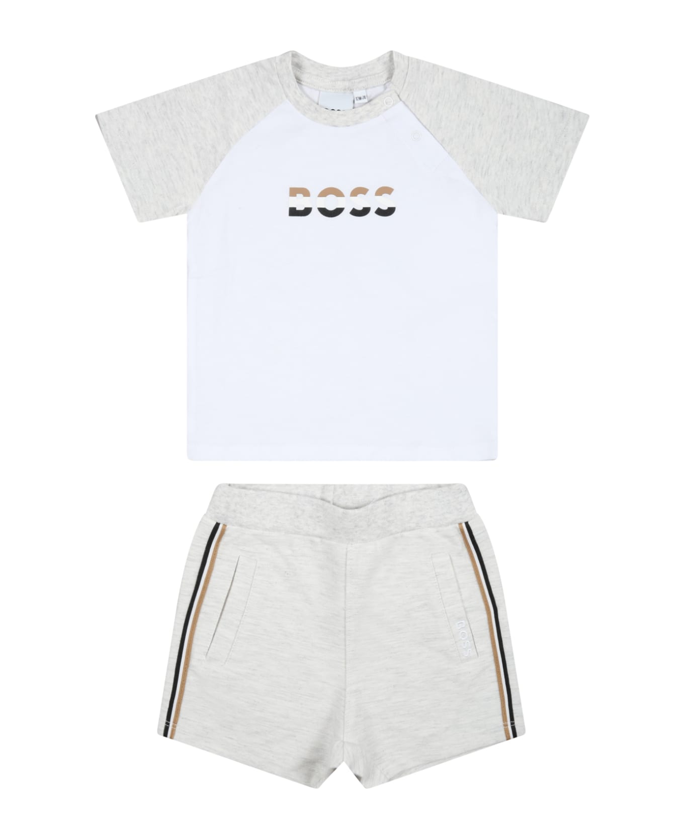 Hugo Boss Multicolor Set For Baby Boy With Logo - Grey