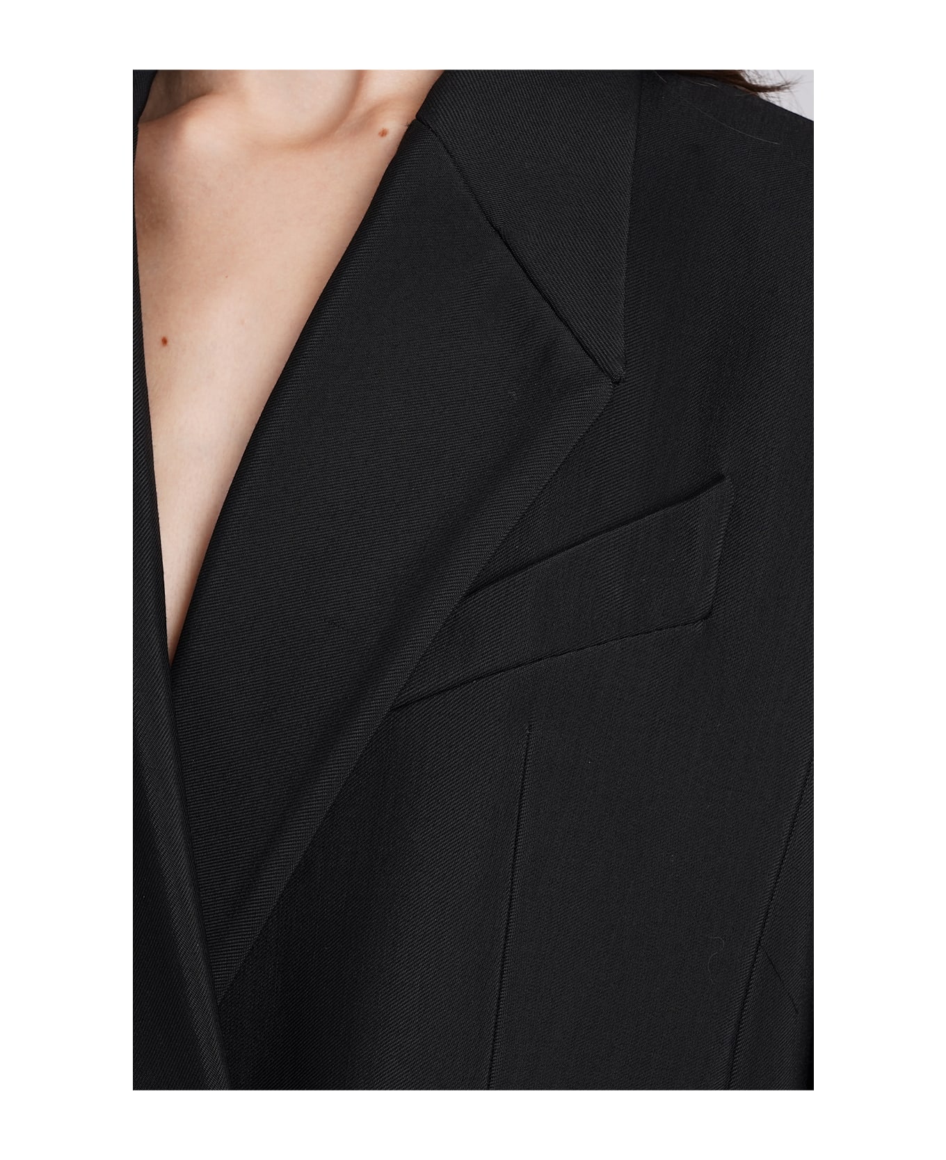 Mugler Coat In Black Viscose - black