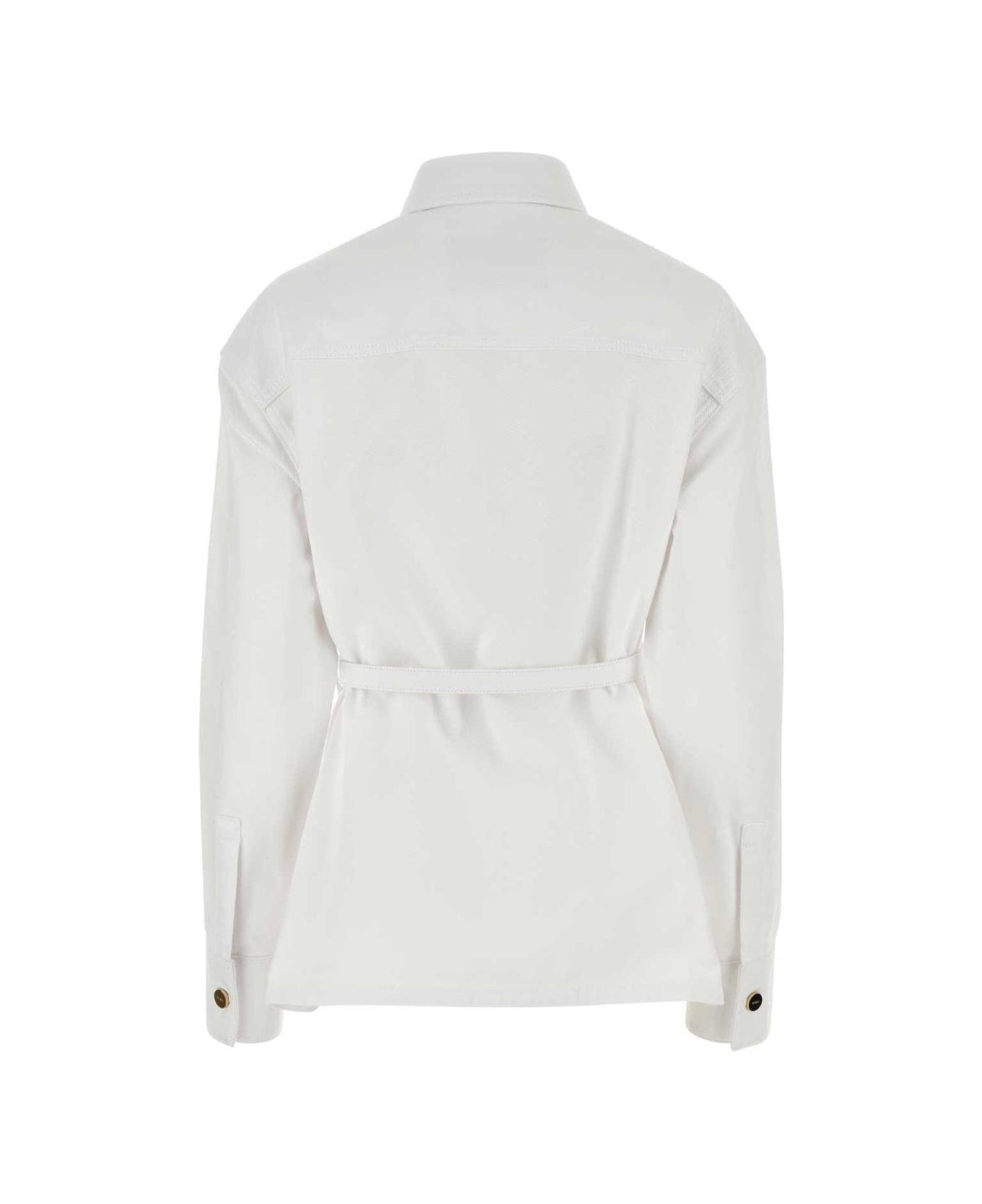 Fendi Belted Collared Jacket - White シャツ