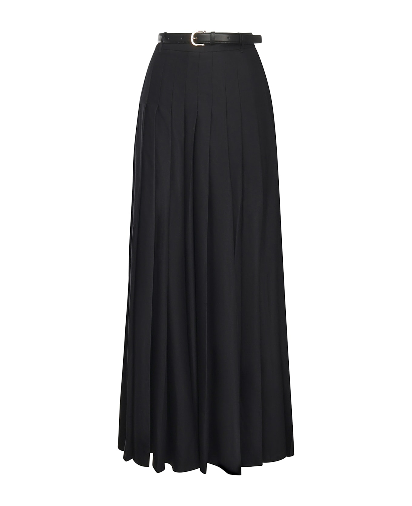 self-portrait Long Pleated Twill Skirt - Black スカート