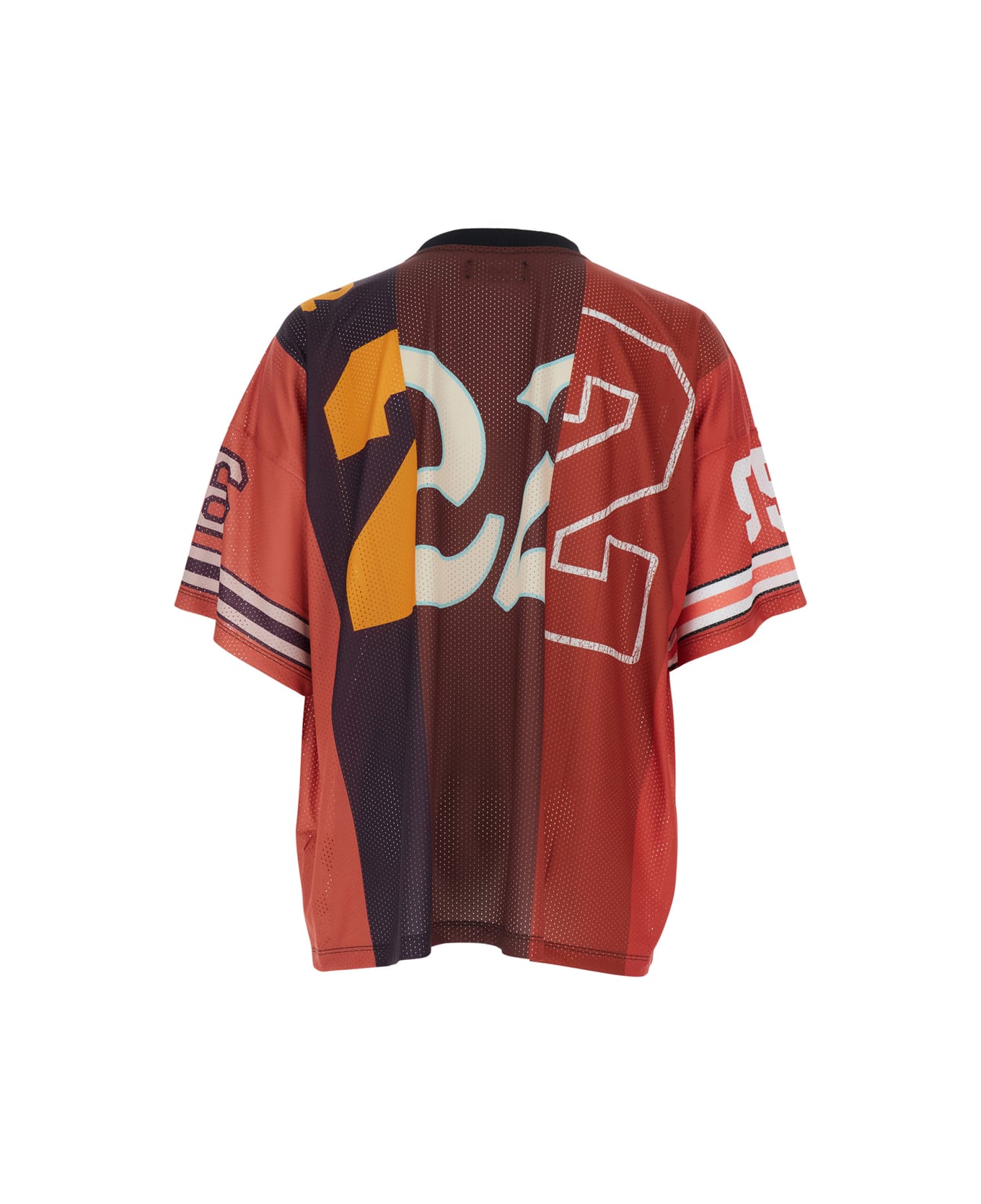 AMIRI Red T-shirt With Maxi Graphic Print And V Neck In Tech Fabric Man - Red