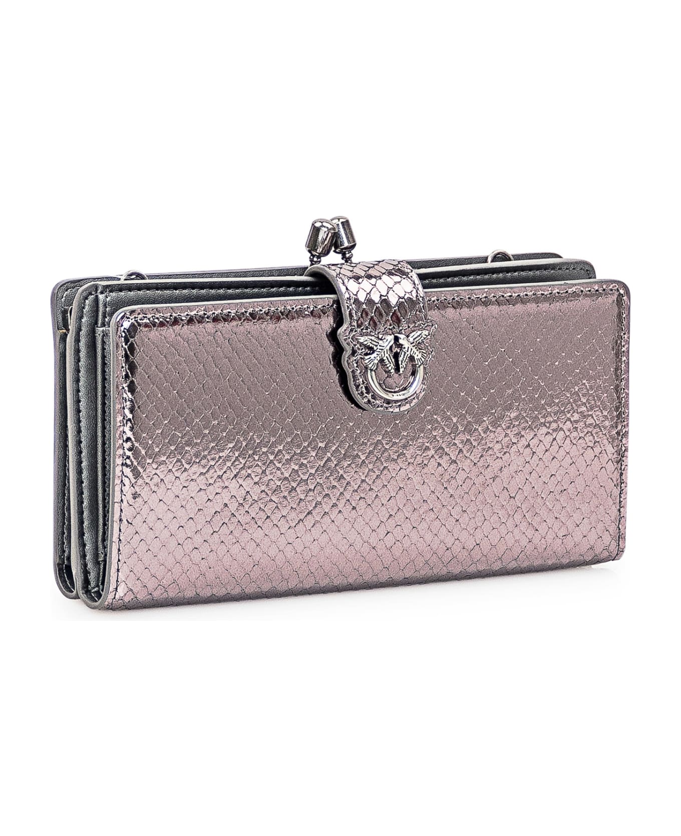 Pinko Wallet With Logo - ARGENTO SCURO-OLD SILVER 財布