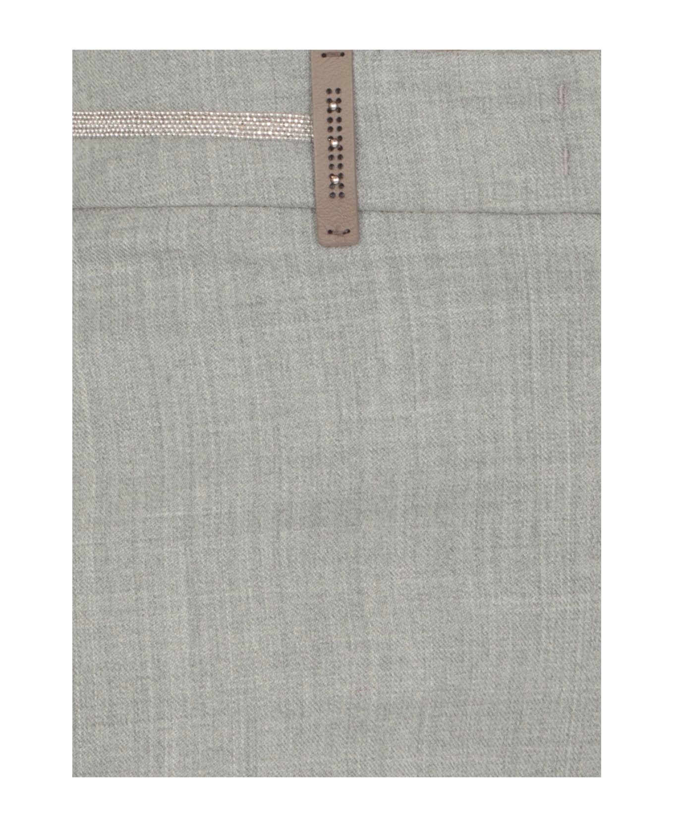 Peserico Light Grey Wool Blend Flannel Trousers - Grey