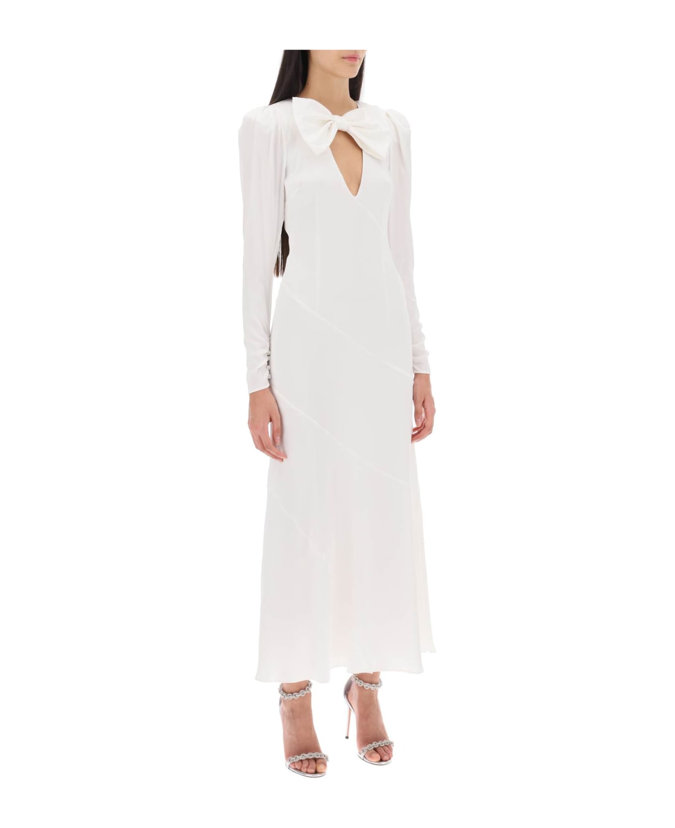 Alessandra Rich Long Dress In Silk Satin - WHITE (White)