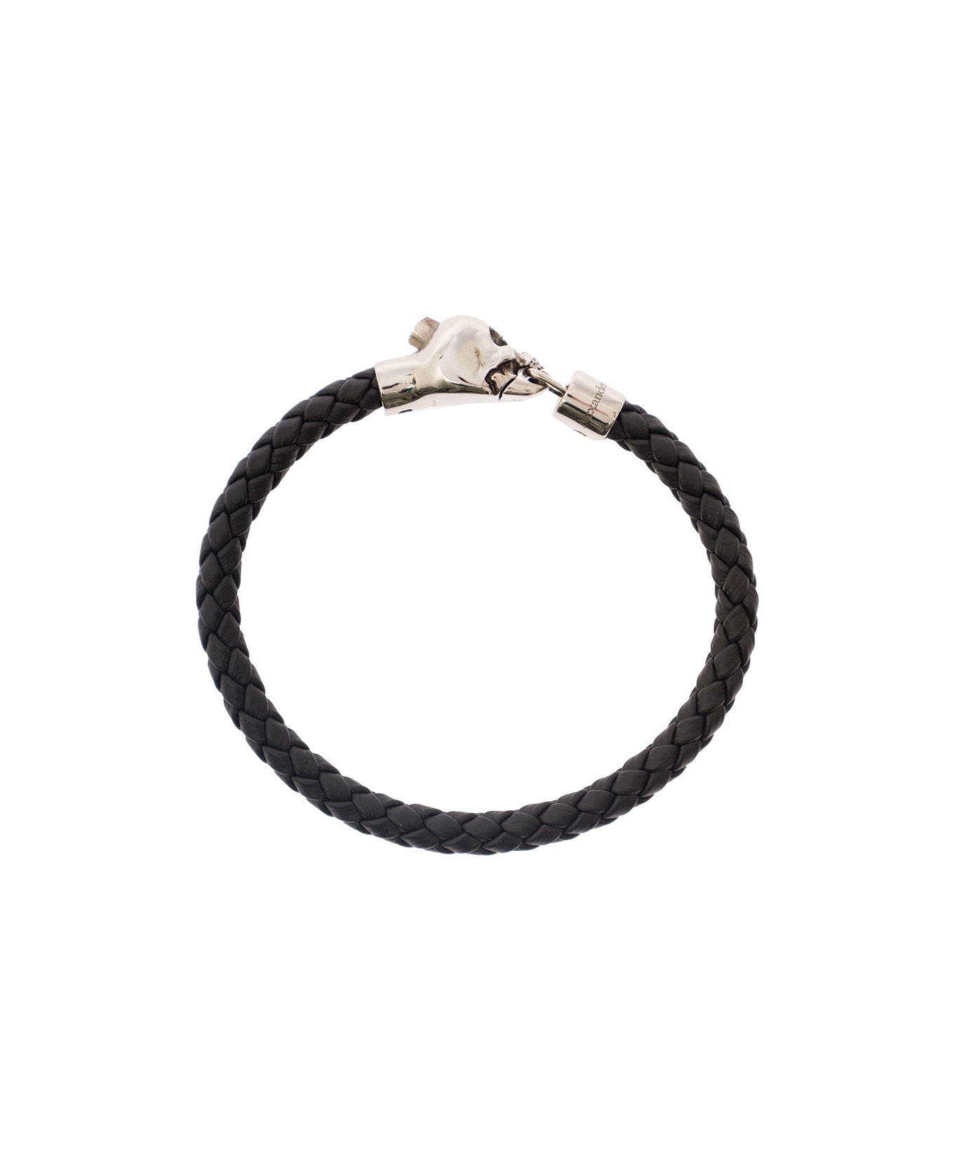 Alexander McQueen Black Cord Bracelet With Skull Fastening Man - Black