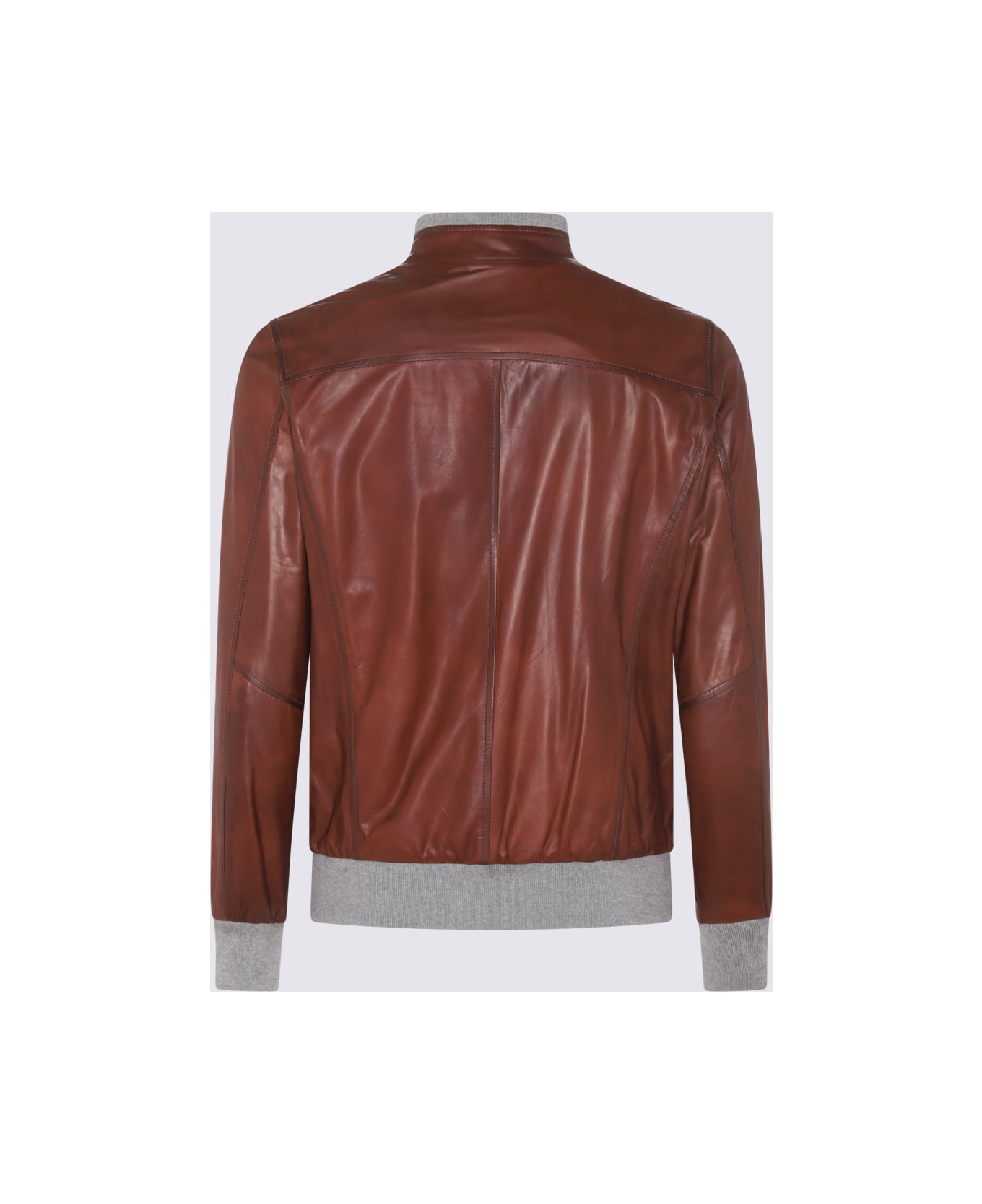 Barba Napoli Brown Leather Jacket - Castagna