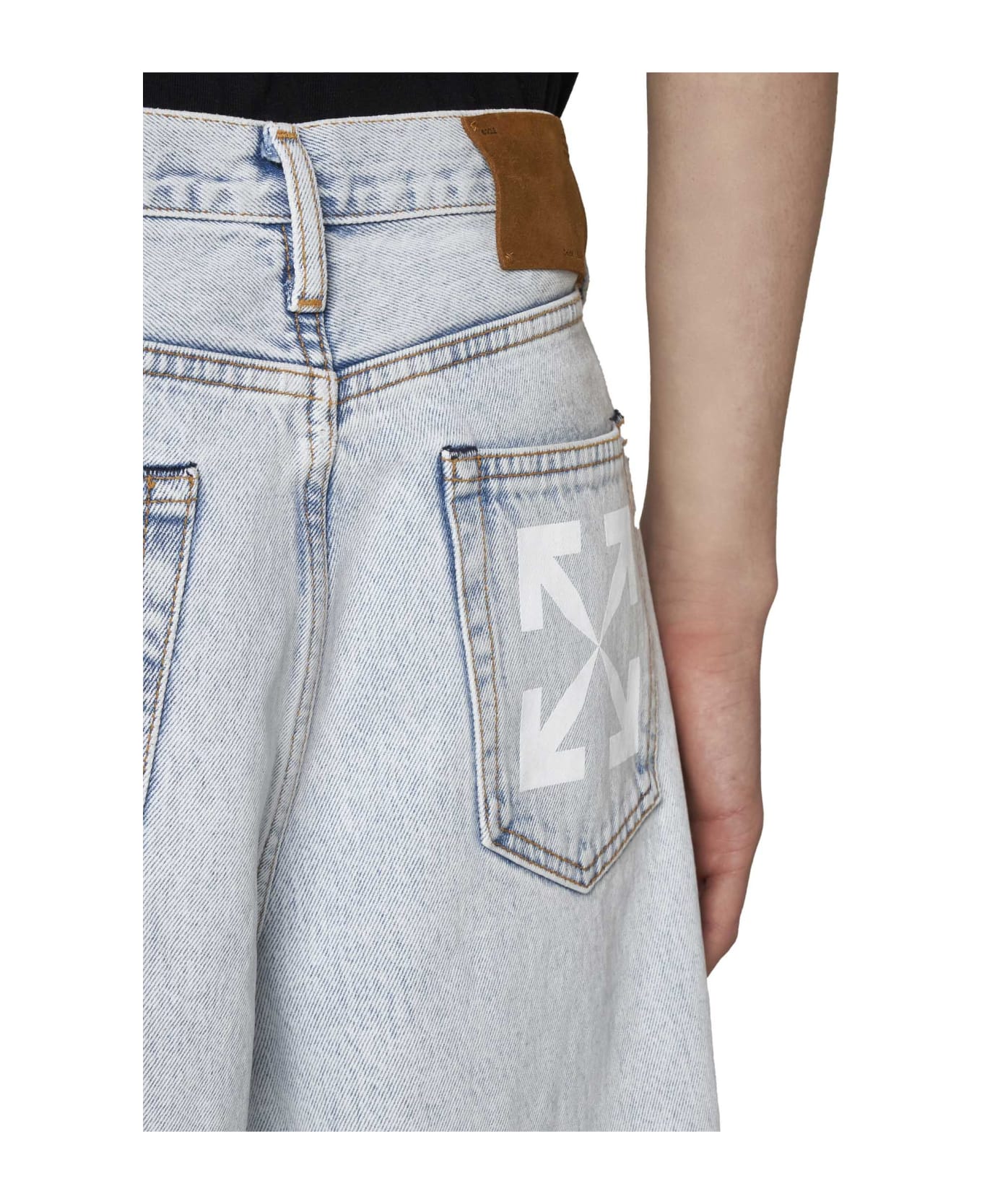 Off-White Single Arrow Shorts Jeans - Bleach blue
