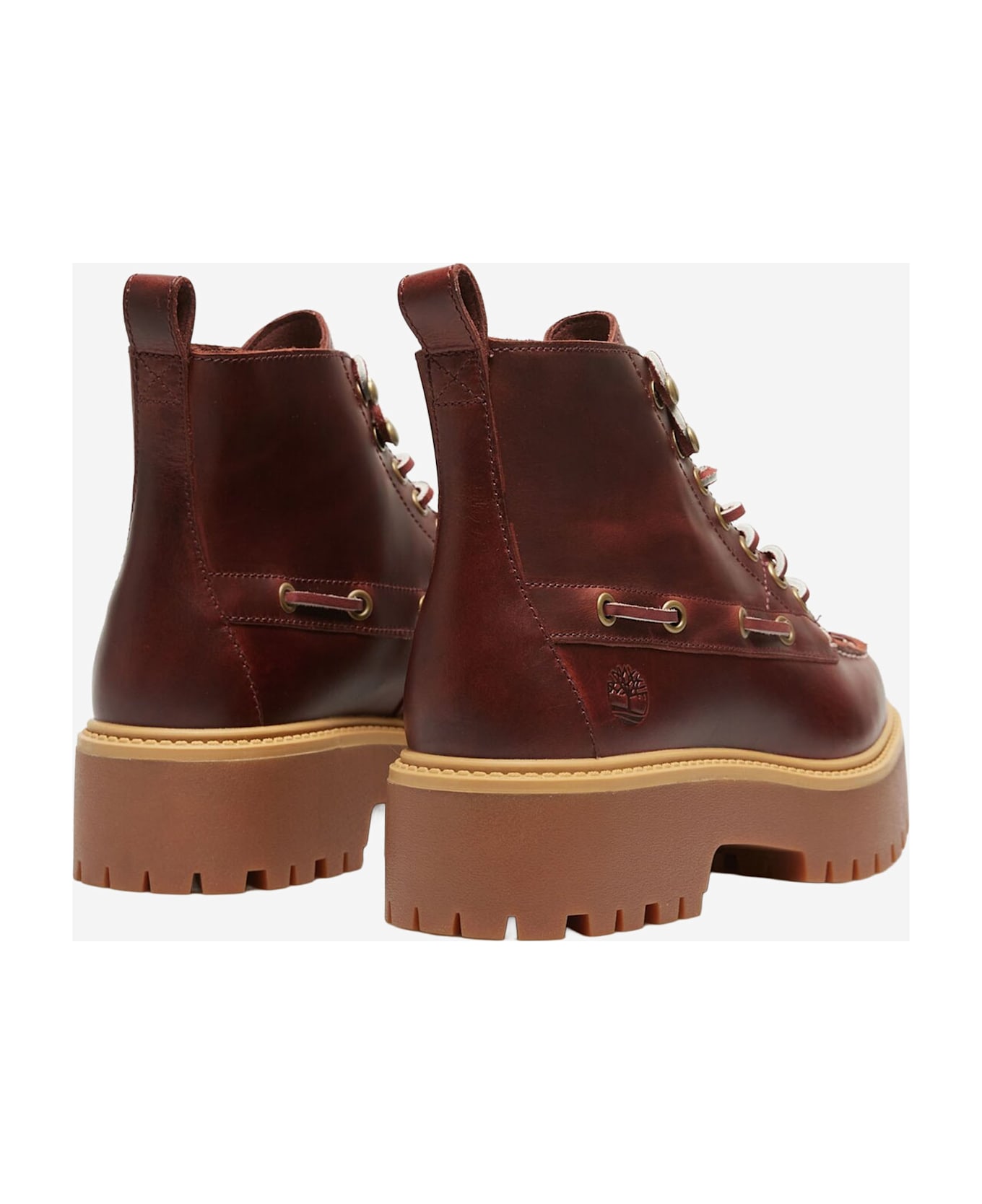 Timberland Stone Street Leather Platform Ankle Boots - Bordeaux