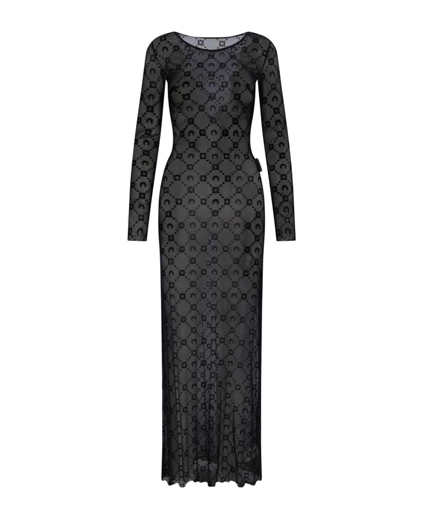 Marine Serre 
moonogram Mesh Flock
 Maxi Dress - Nero
