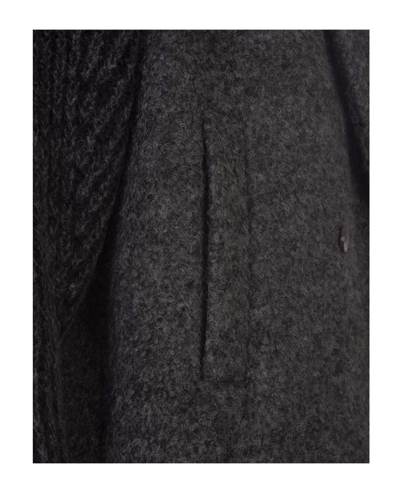 Fabiana Filippi Dark Grey Double-breasted Coat With Knitted Sleeves ...