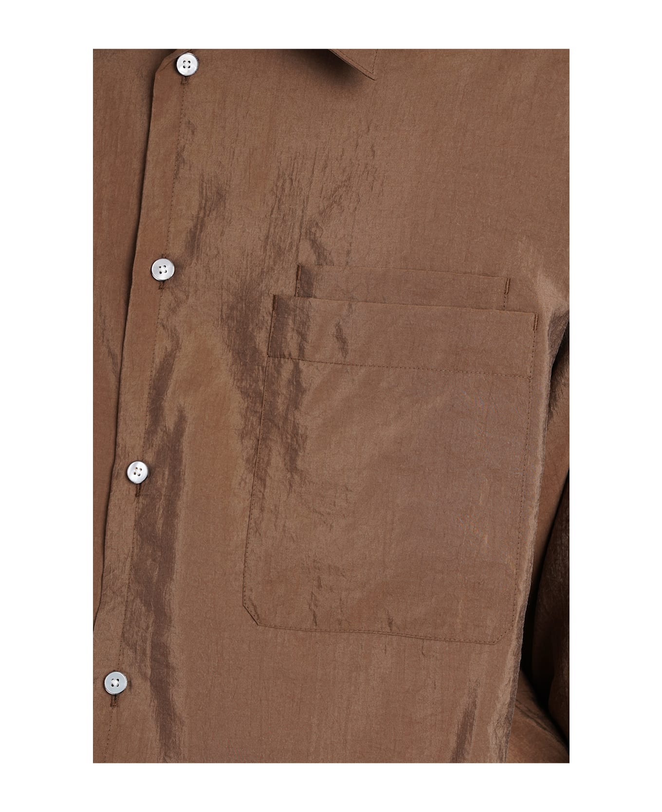 Lemaire Shirt In Brown Silk - brown