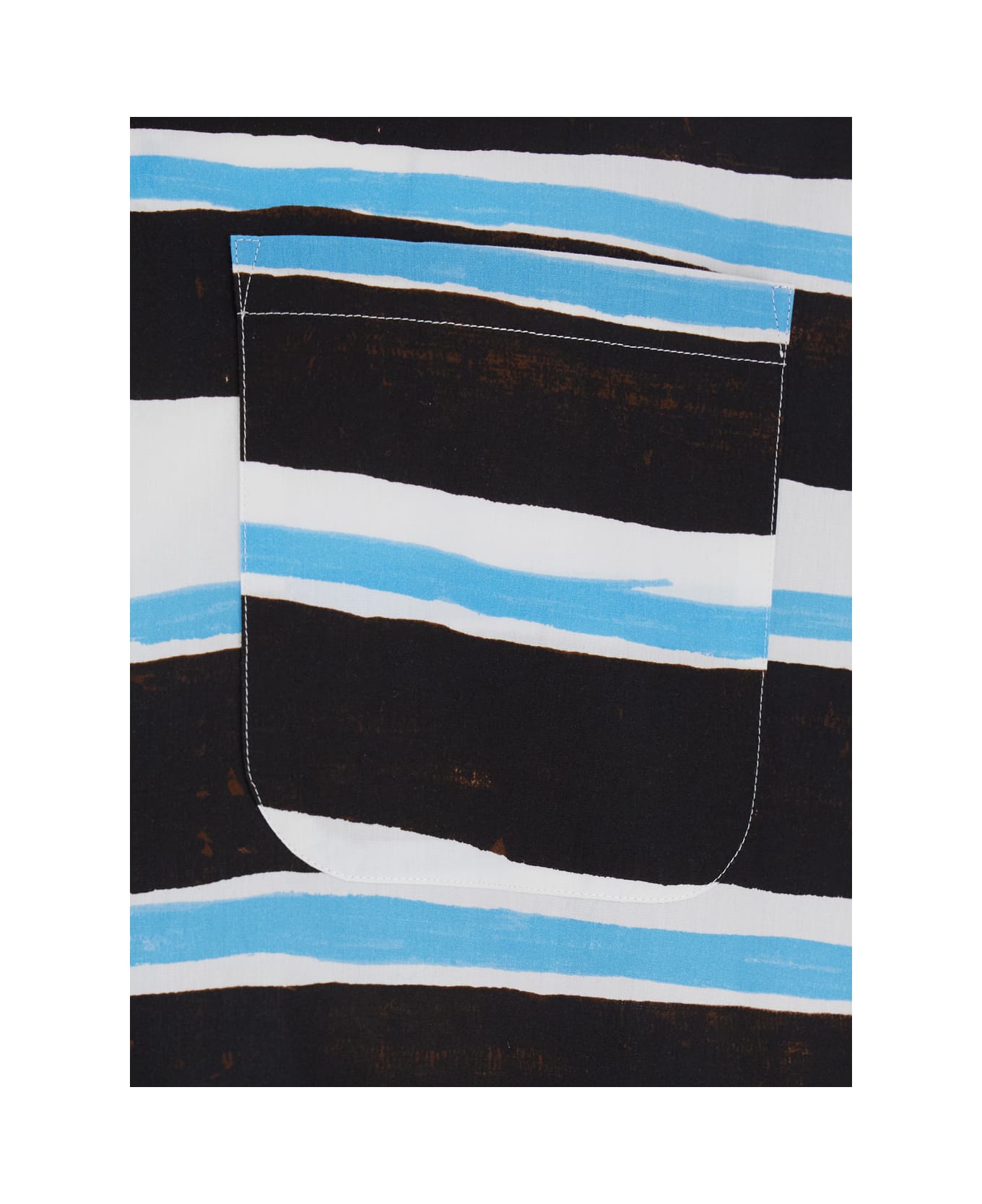 MSGM Blue Shirt With All-over Asymmetric Striped Motif In Cotton Man - Blu シャツ