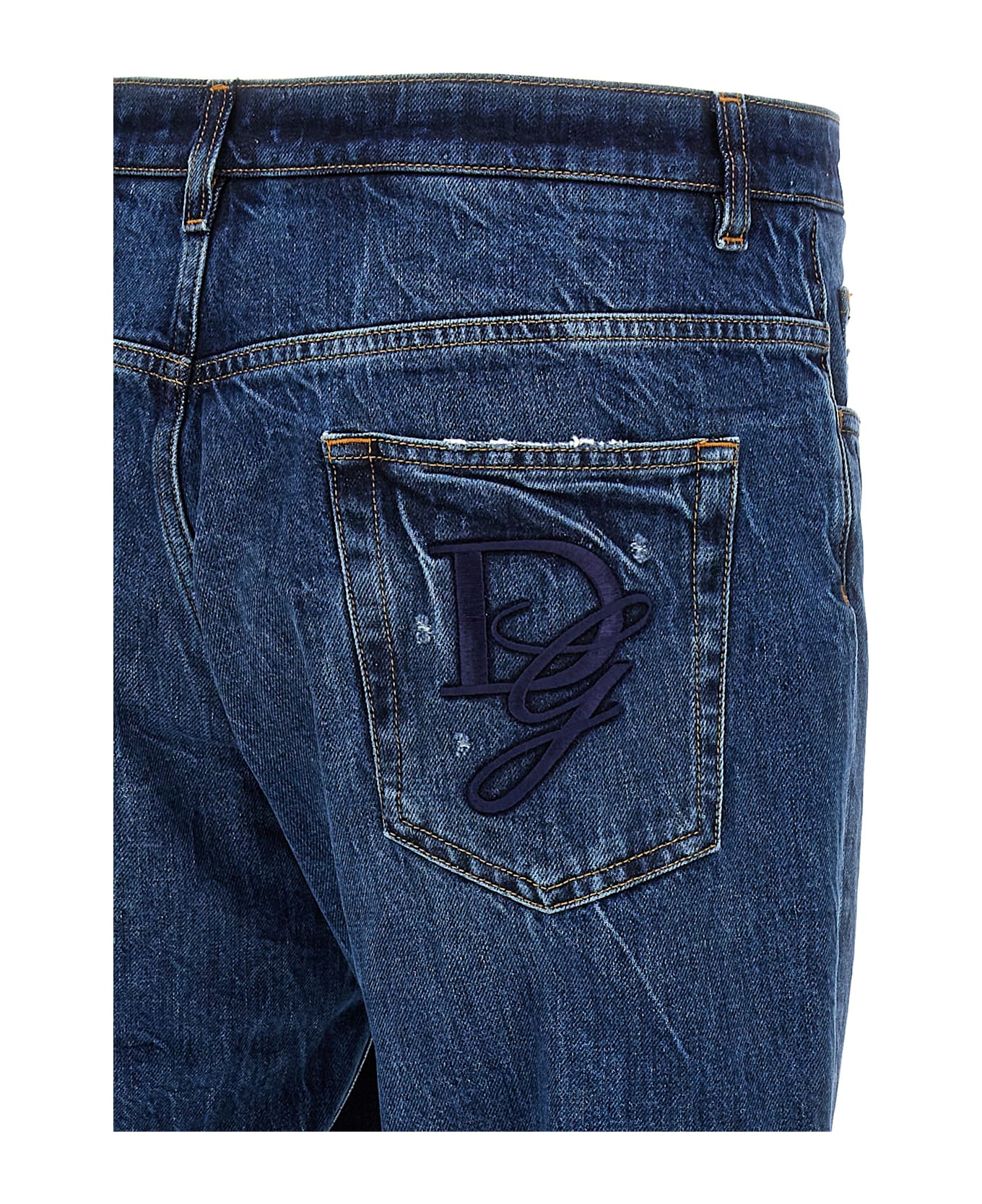 Dolce 
Gabbana Logo Embroidery Jeans - Blue