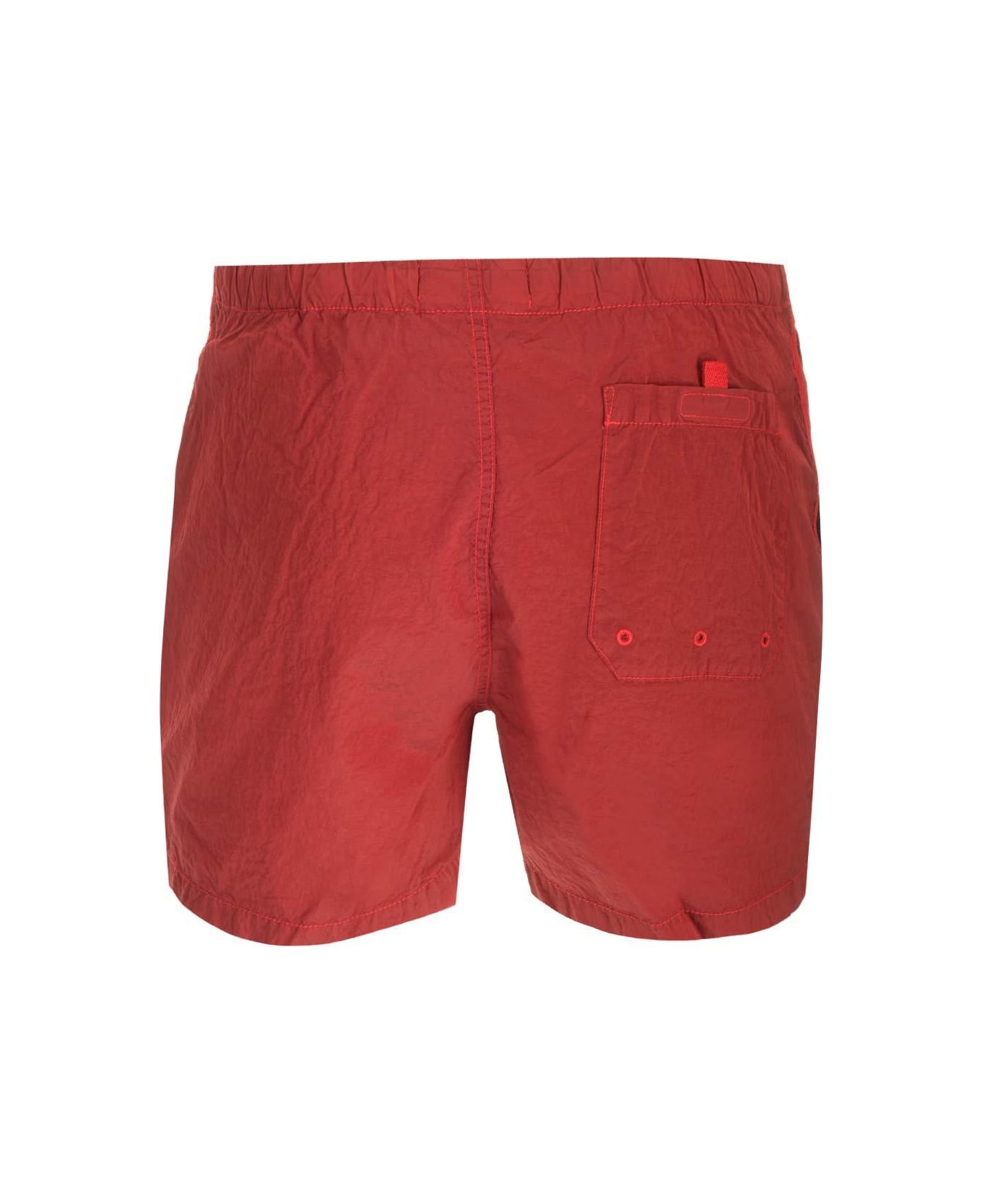 Stone Island Compass Patch Swim Shorts - Red