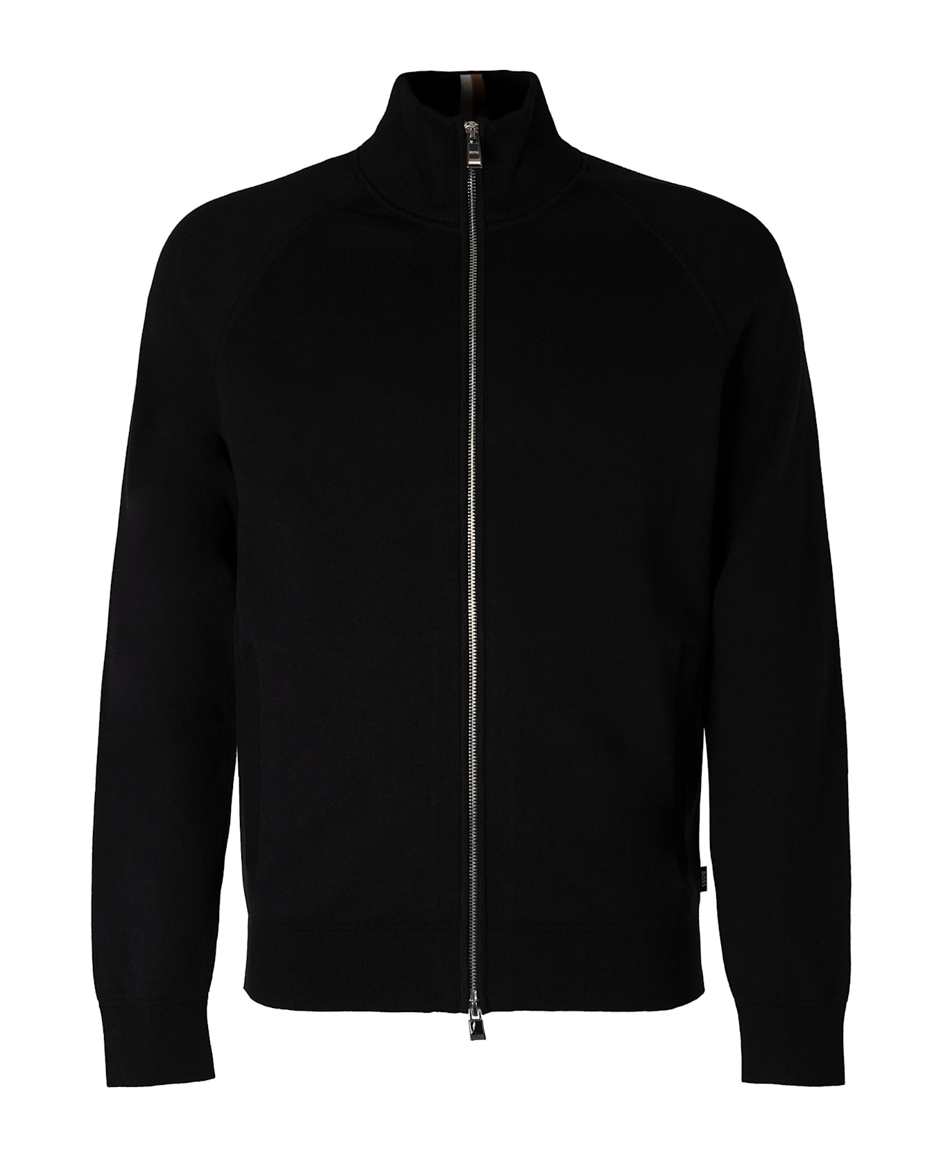Hugo Boss High Collar Zipped Cardigan - black