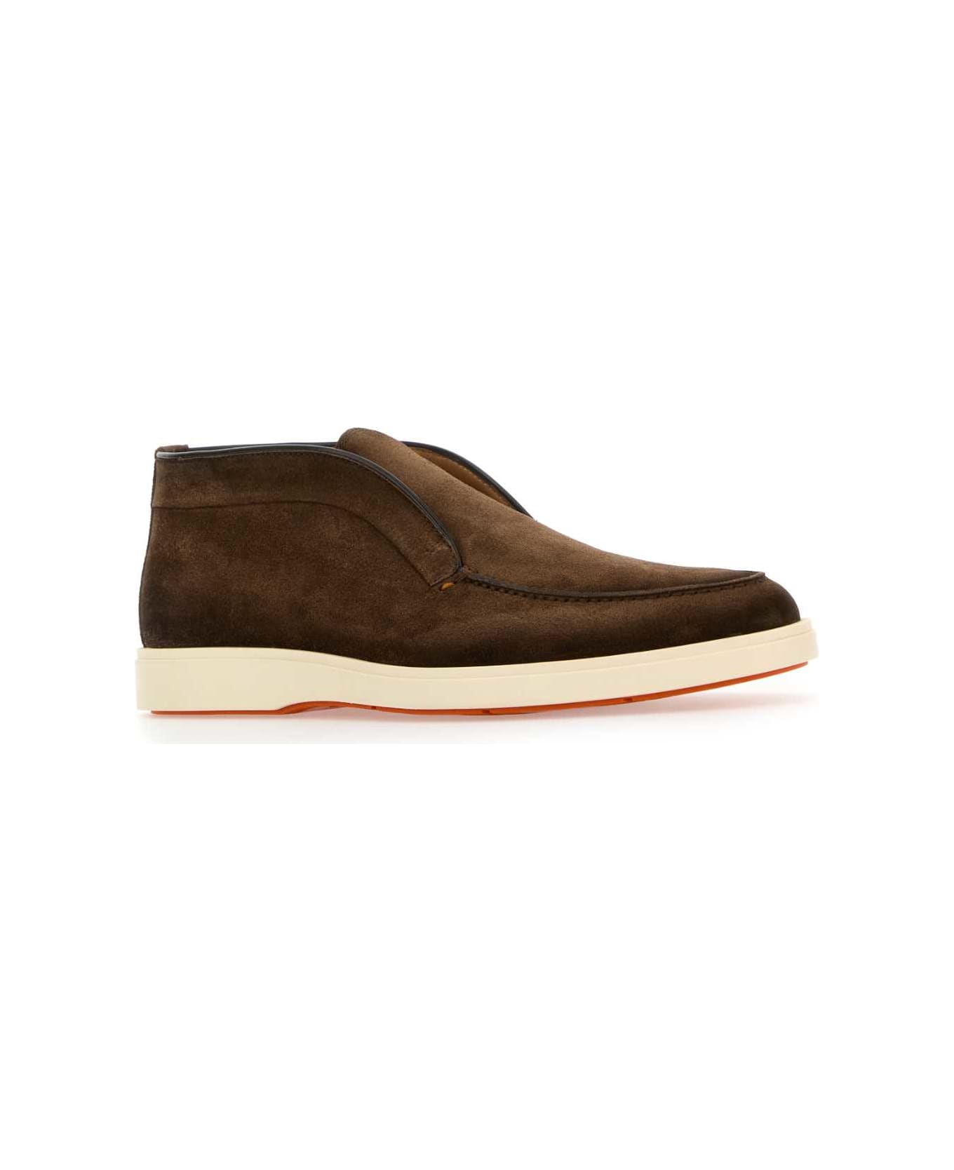 Santoni Brown Suede Digits Ankle Boots - BROWN