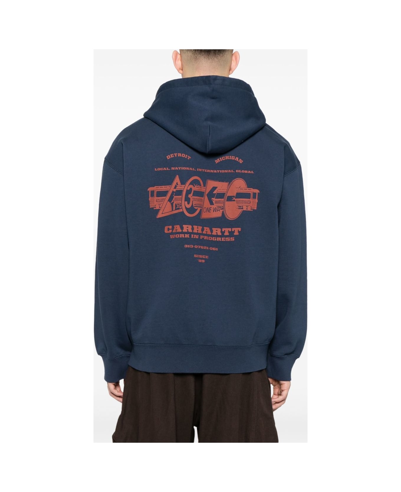 Carhartt WIP Logo Cotton Zipped Hoodie - Blue