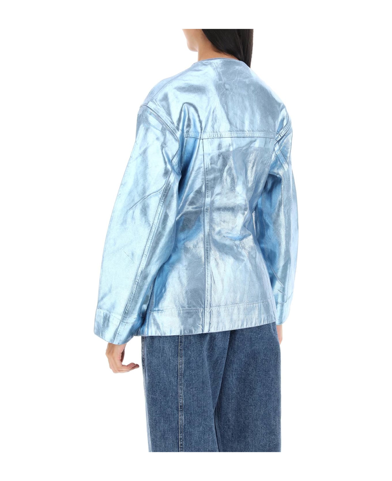 Ganni Foil Denim Jacket - HEATHER (Light blue)