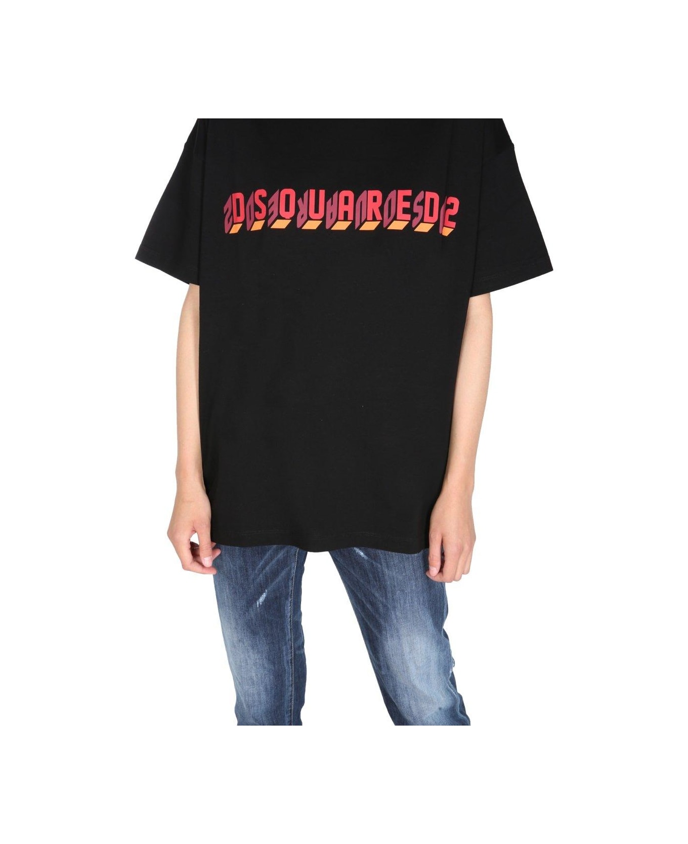 Dsquared2 Logo Print Crewneck T-shirt - Black