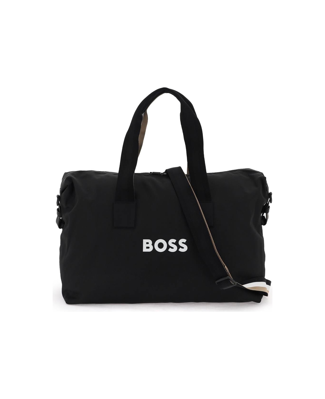 Hugo Boss Rubberized Logo Duffle Bag - Black トラベルバッグ