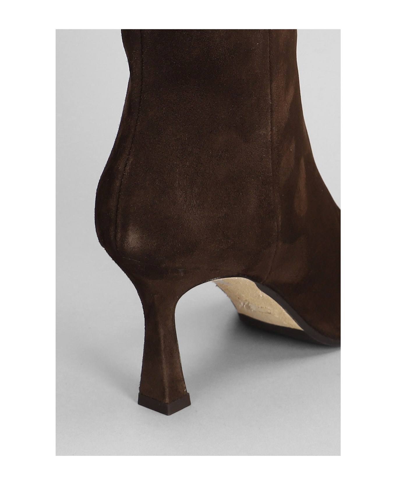 The Seller High Heels Ankle Boots In Dark Brown Suede - dark brown
