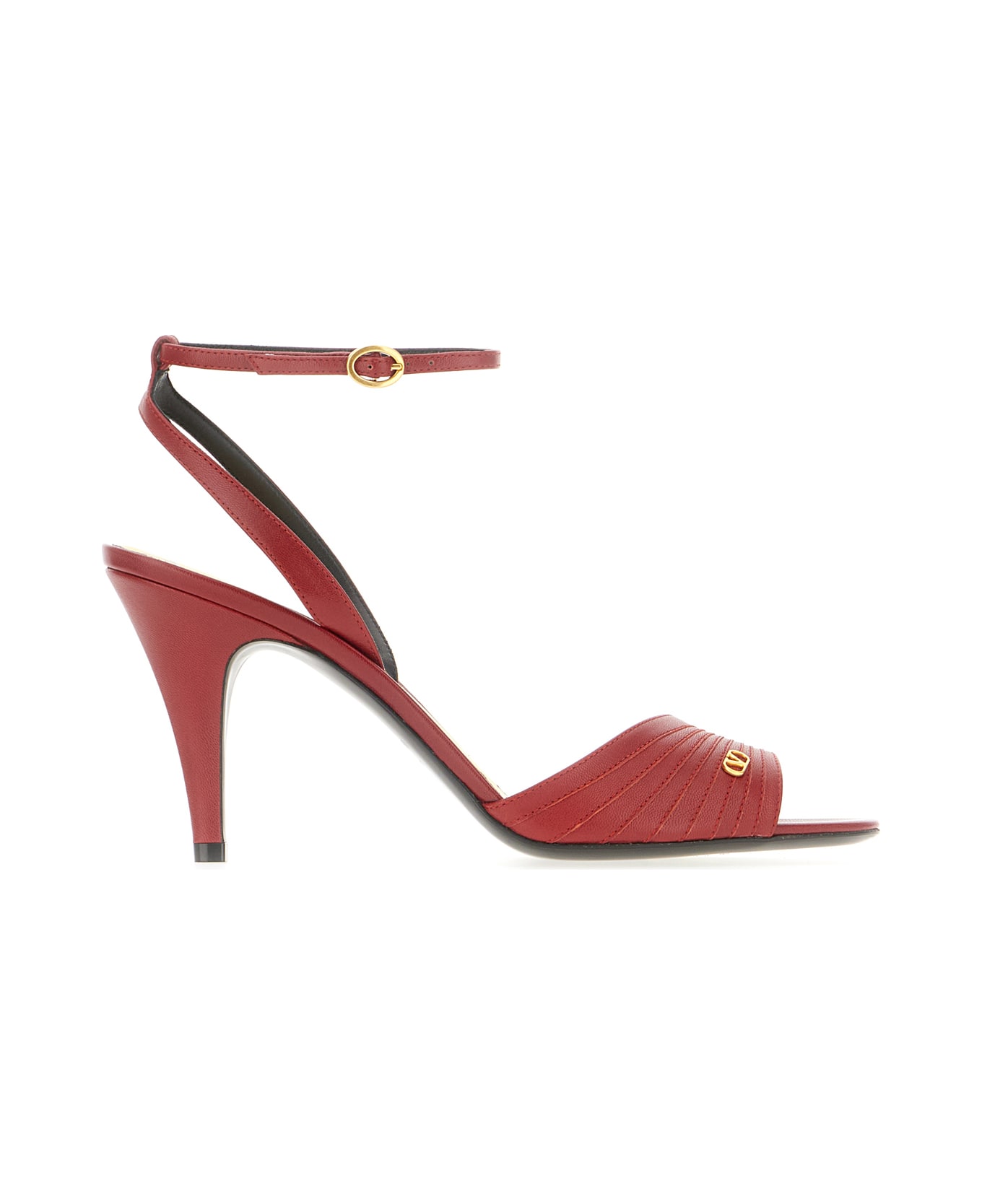 Valentino Garavani Tiziano Red Ladycrush Leather Sandals - CLASSIC RED